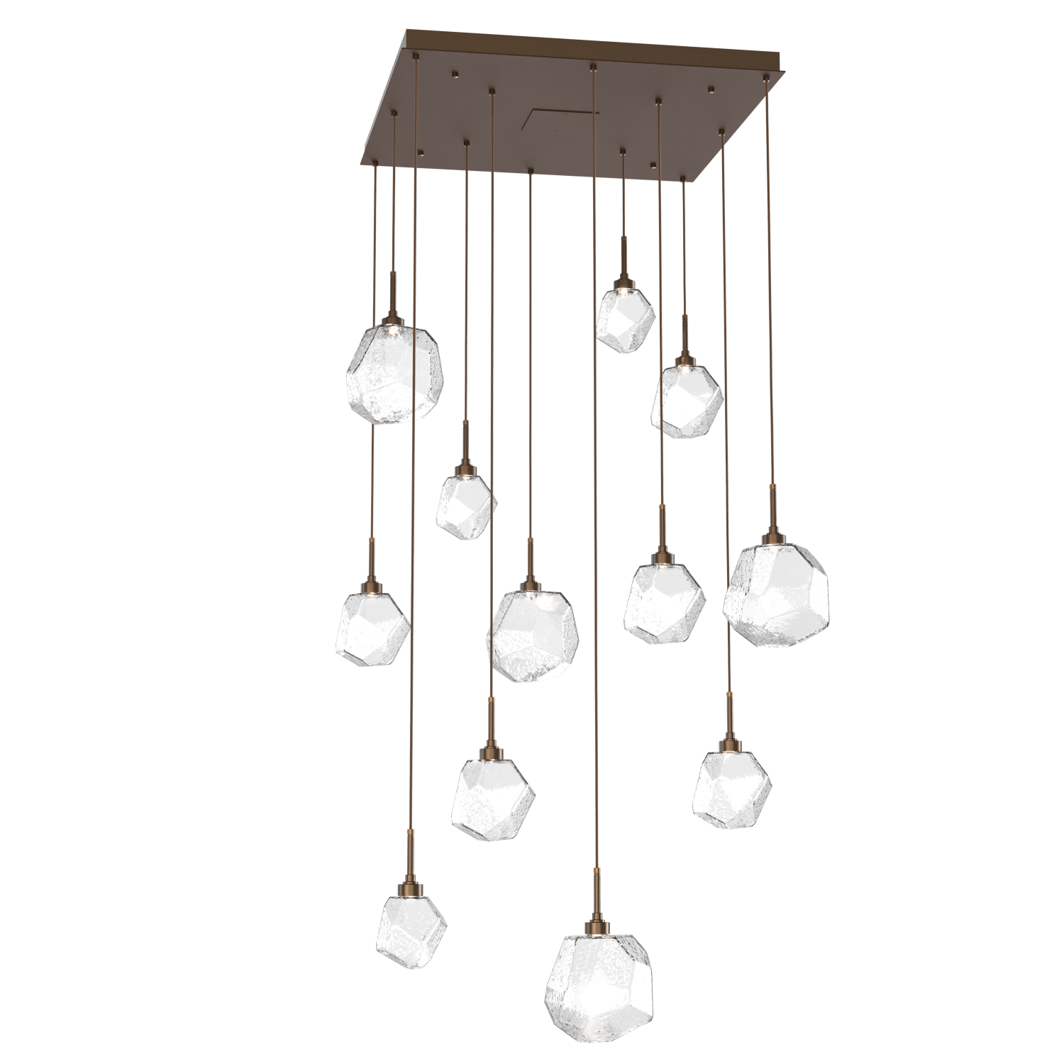 CHB0039-12-FB-C-Hammerton-Studio-Gem-12-light-square-pendant-chandelier-with-flat-bronze-finish-and-clear-blown-glass-shades-and-LED-lamping