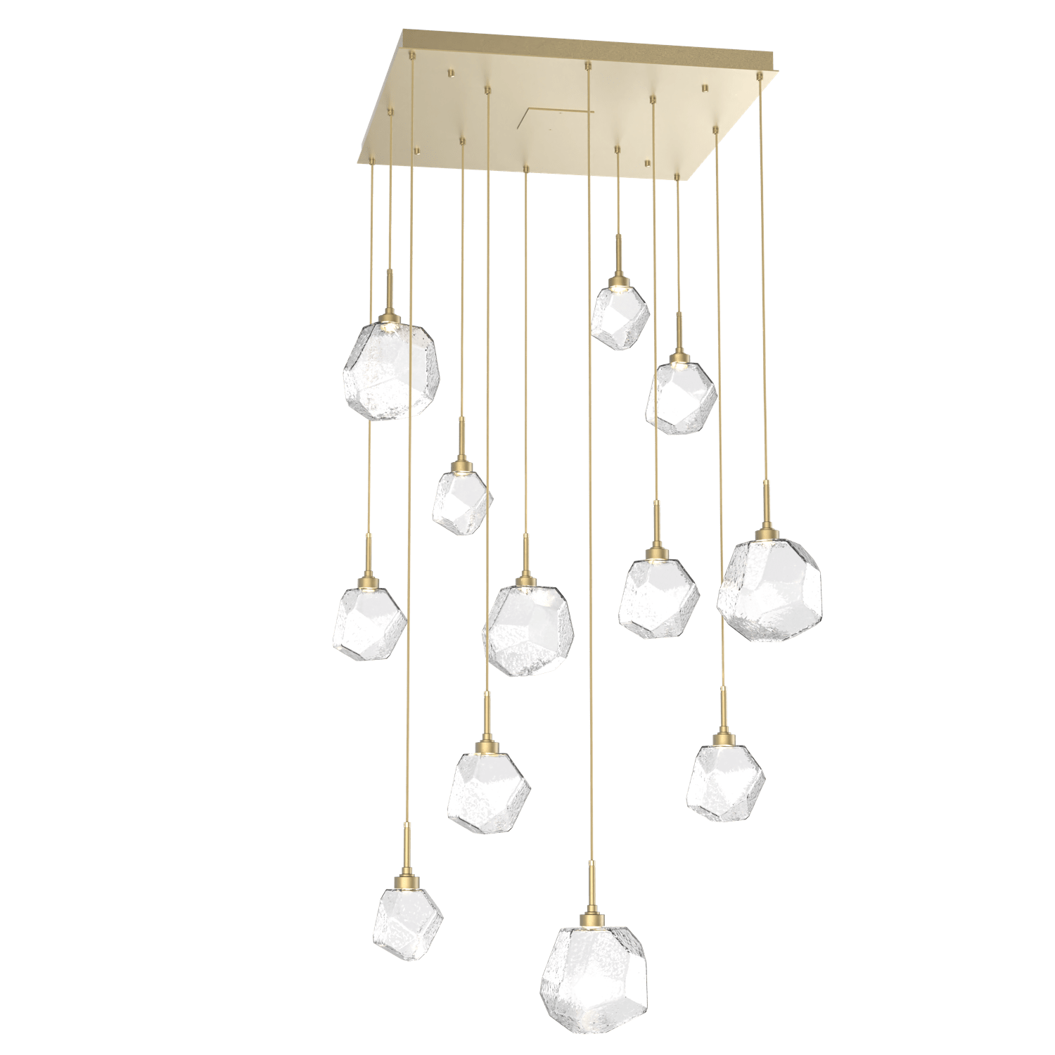 CHB0039-12-GB-C-Hammerton-Studio-Gem-12-light-square-pendant-chandelier-with-gilded-brass-finish-and-clear-blown-glass-shades-and-LED-lamping