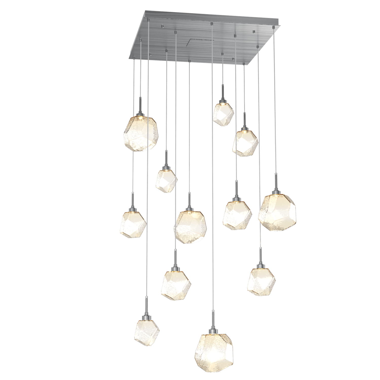 CHB0039-12-GM-A-Hammerton-Studio-Gem-12-light-square-pendant-chandelier-with-gunmetal-finish-and-amber-blown-glass-shades-and-LED-lamping