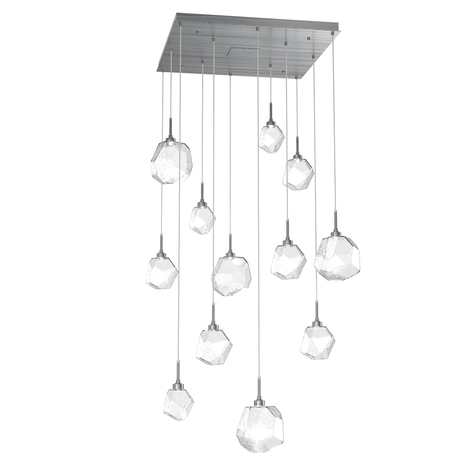 CHB0039-12-GM-C-Hammerton-Studio-Gem-12-light-square-pendant-chandelier-with-gunmetal-finish-and-clear-blown-glass-shades-and-LED-lamping