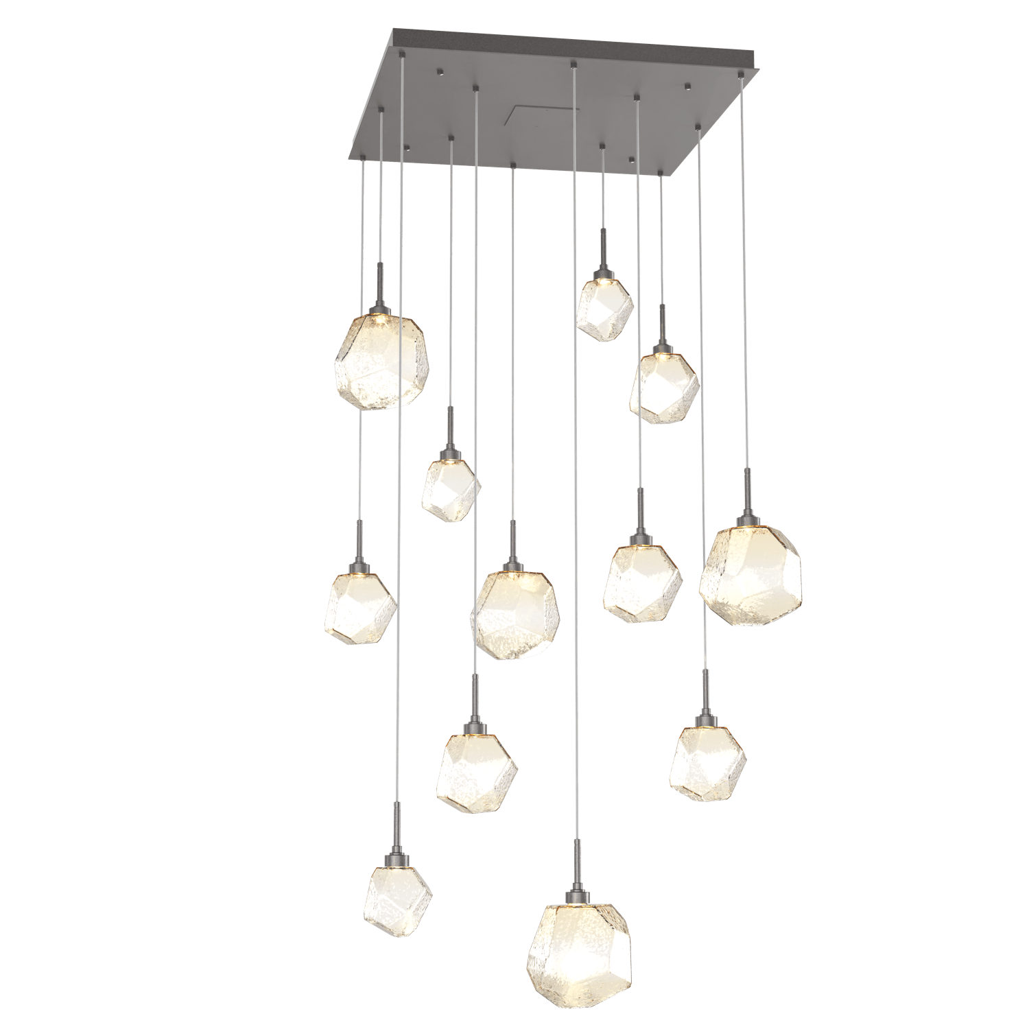 CHB0039-12-GP-A-Hammerton-Studio-Gem-12-light-square-pendant-chandelier-with-graphite-finish-and-amber-blown-glass-shades-and-LED-lamping