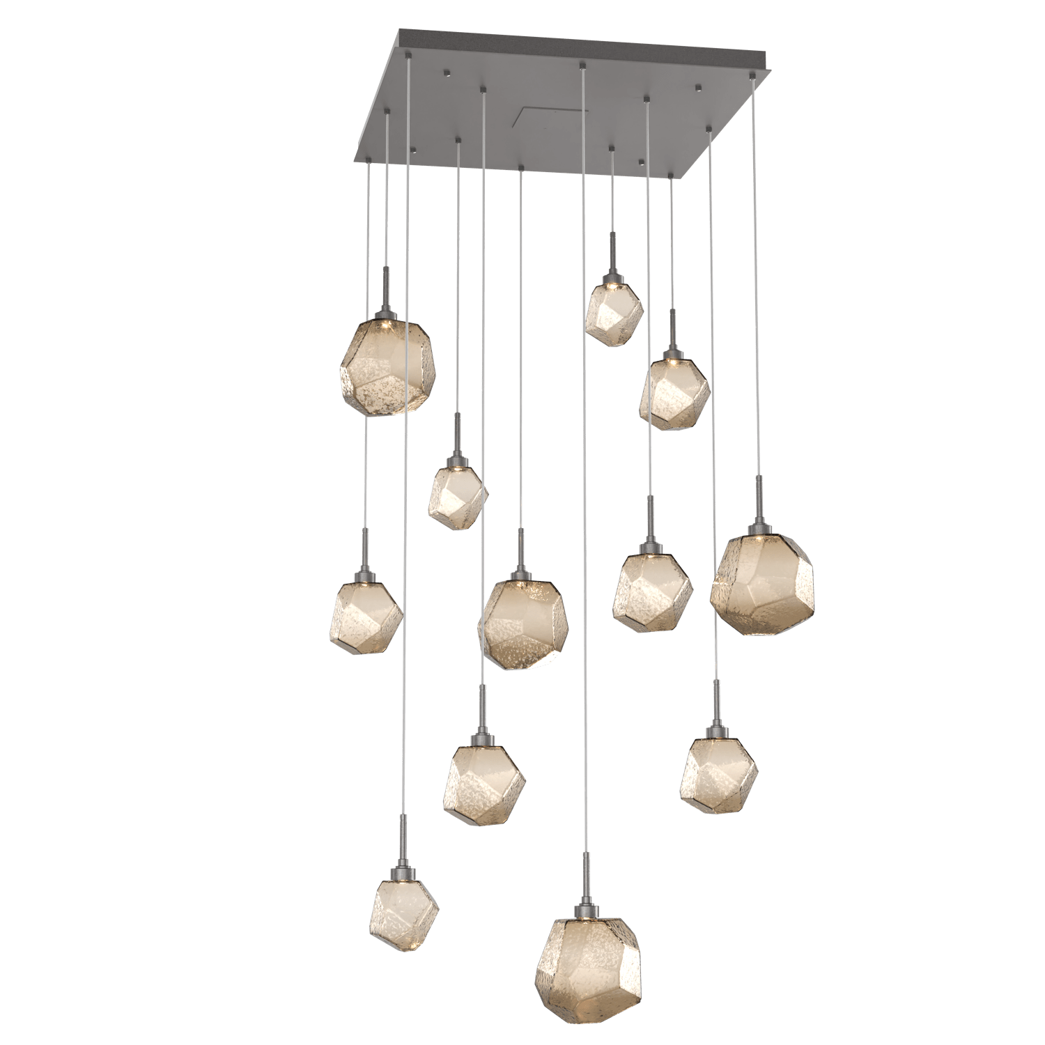 CHB0039-12-GP-B-Hammerton-Studio-Gem-12-light-square-pendant-chandelier-with-graphite-finish-and-bronze-blown-glass-shades-and-LED-lamping