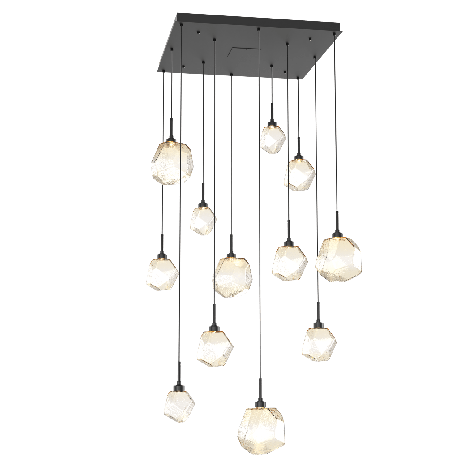 CHB0039-12-MB-A-Hammerton-Studio-Gem-12-light-square-pendant-chandelier-with-matte-black-finish-and-amber-blown-glass-shades-and-LED-lamping