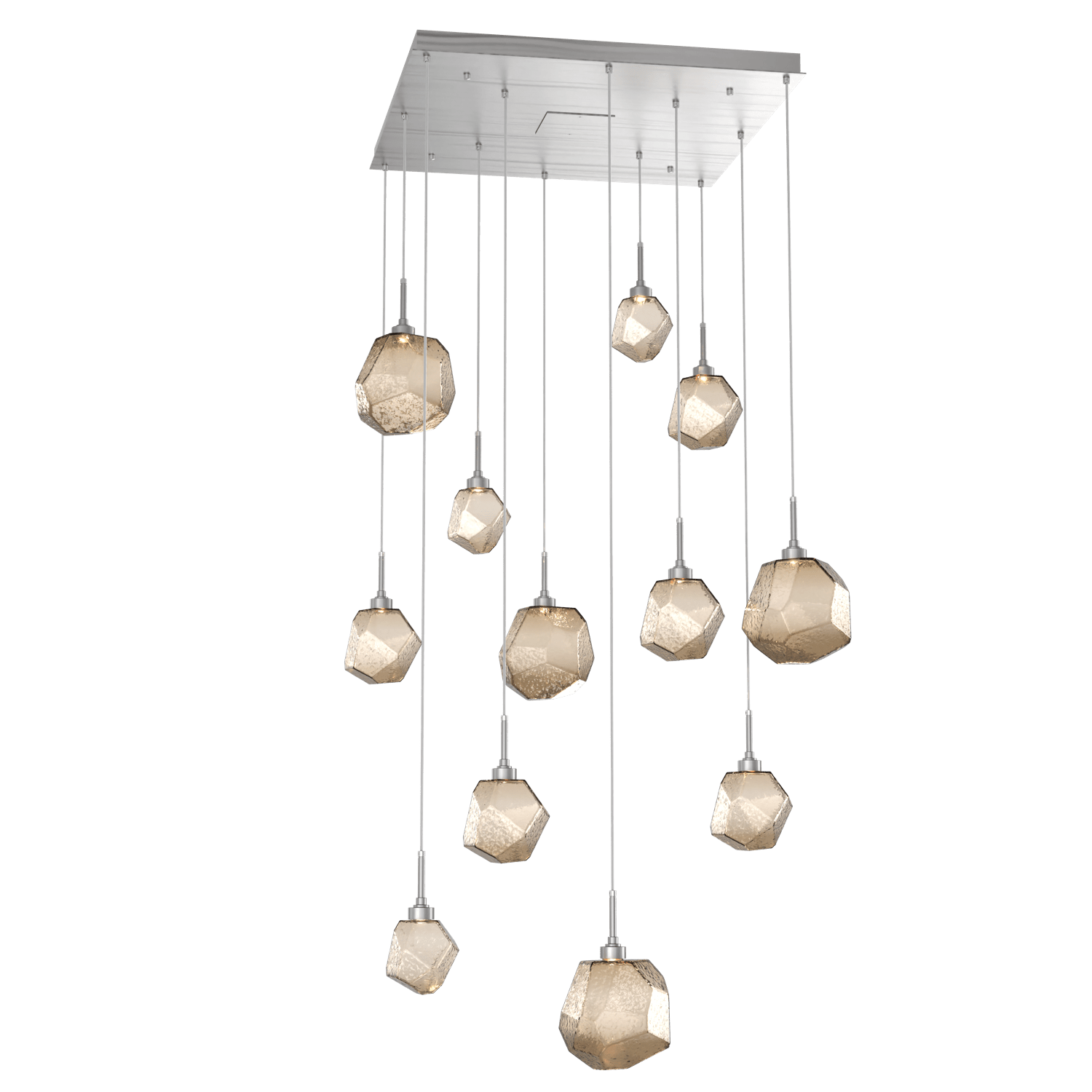 CHB0039-12-SN-B-Hammerton-Studio-Gem-12-light-square-pendant-chandelier-with-satin-nickel-finish-and-bronze-blown-glass-shades-and-LED-lamping
