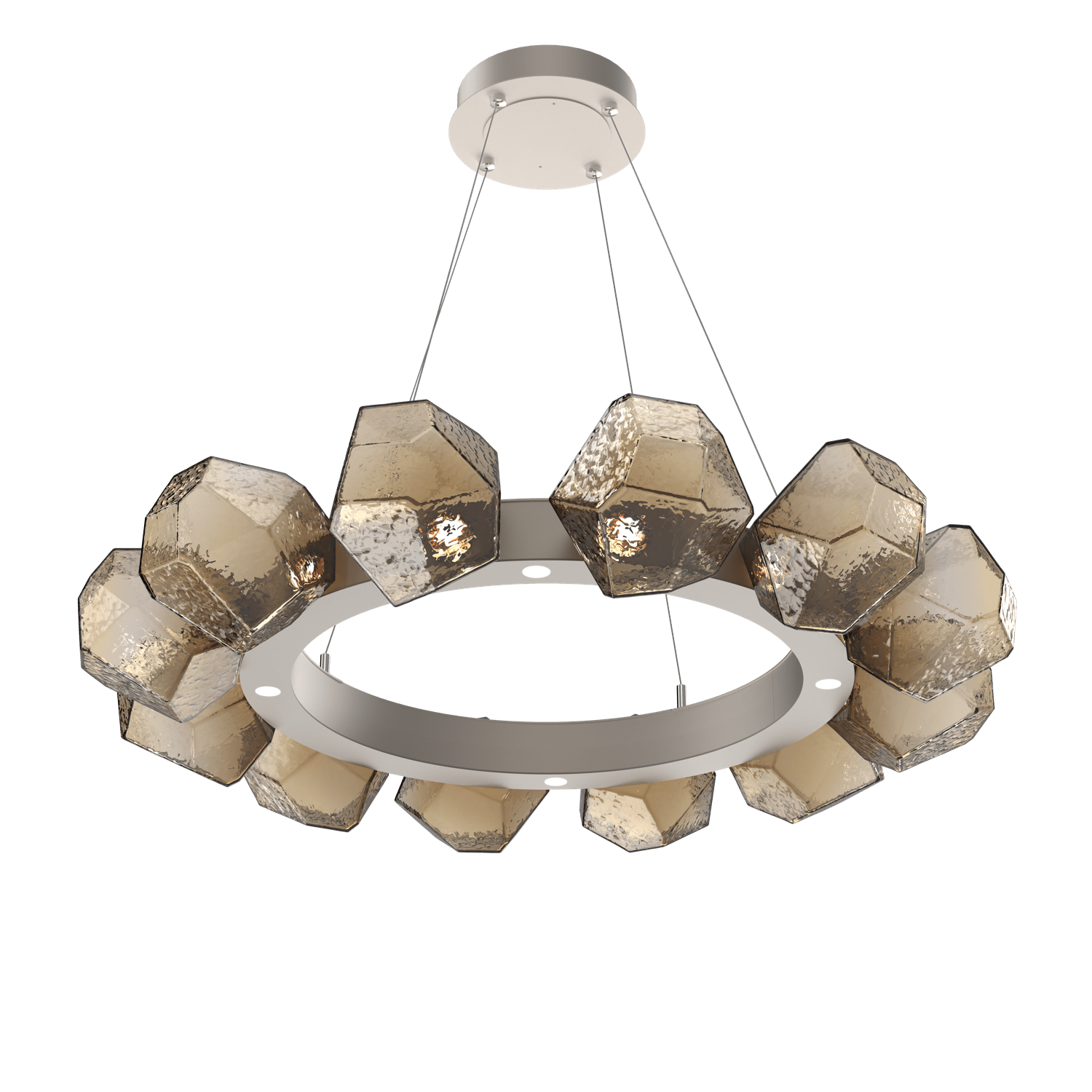 CHB0039-36-BS-B-Hammerton-Studio-Gem-36-inch-radial-ring-chandelier-with-metallic-beige-silver-finish-and-bronze-blown-glass-shades-and-LED-lamping