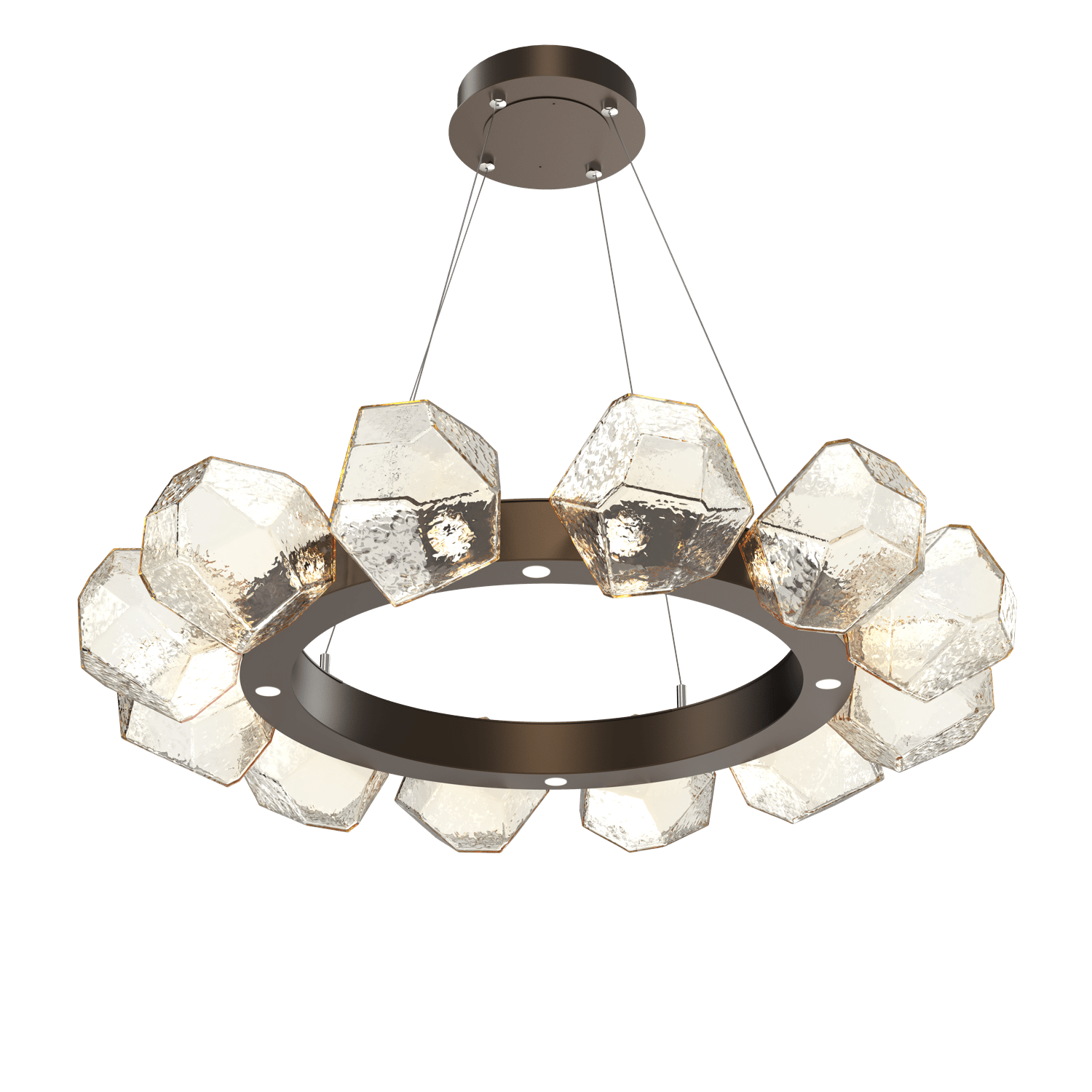 CHB0039-36-FB-A-Hammerton-Studio-Gem-36-inch-radial-ring-chandelier-with-flat-bronze-finish-and-amber-blown-glass-shades-and-LED-lamping