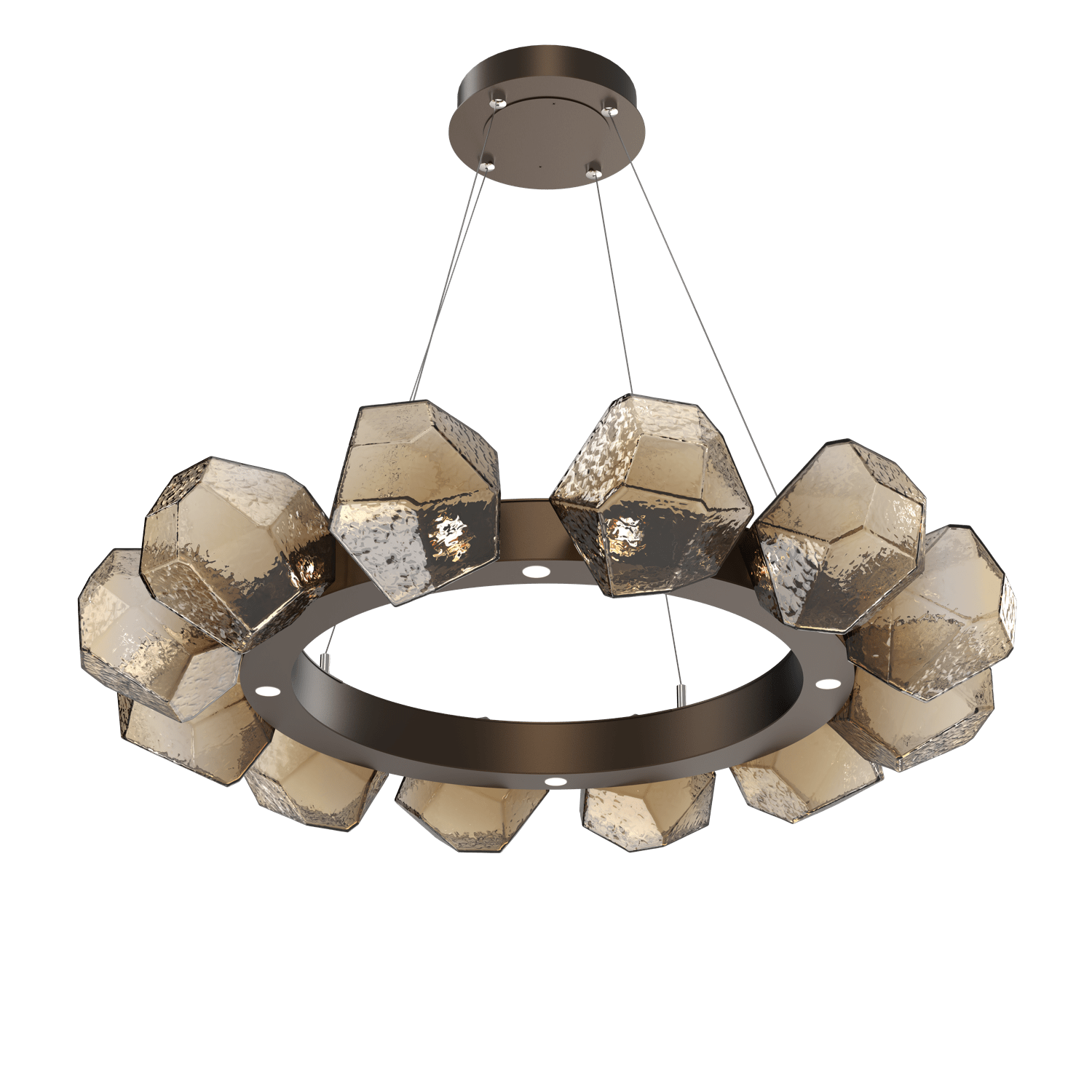 CHB0039-36-FB-B-Hammerton-Studio-Gem-36-inch-radial-ring-chandelier-with-flat-bronze-finish-and-bronze-blown-glass-shades-and-LED-lamping