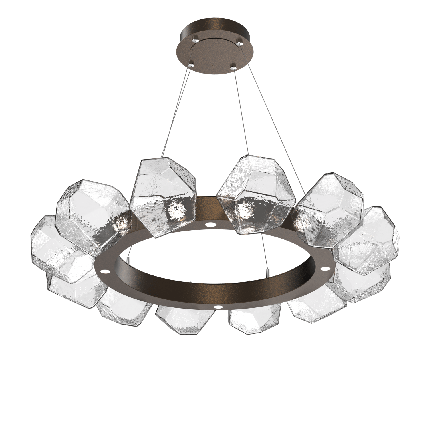 CHB0039-36-FB-C-Hammerton-Studio-Gem-36-inch-radial-ring-chandelier-with-flat-bronze-finish-and-clear-blown-glass-shades-and-LED-lamping