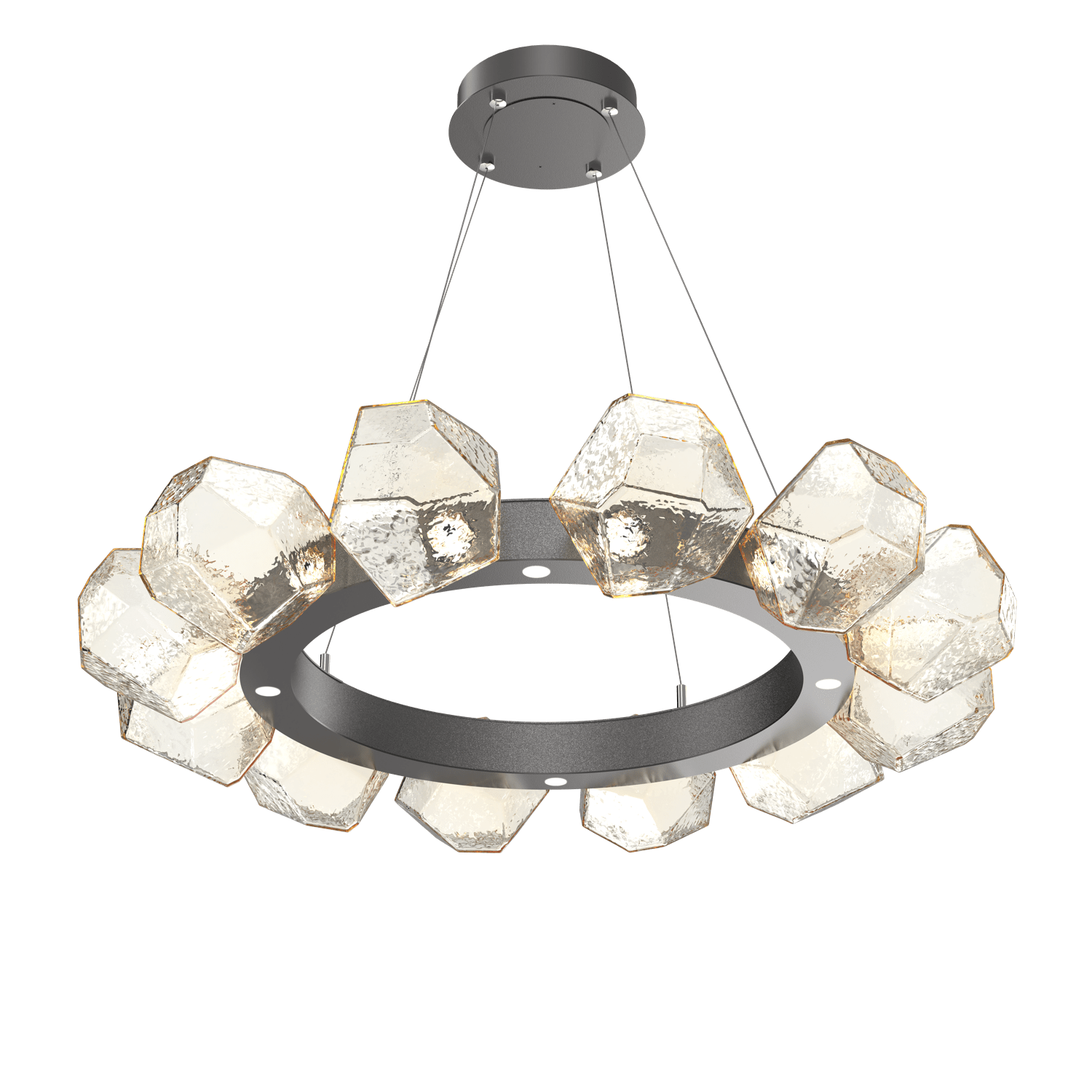 CHB0039-36-GP-A-Hammerton-Studio-Gem-36-inch-radial-ring-chandelier-with-graphite-finish-and-amber-blown-glass-shades-and-LED-lamping
