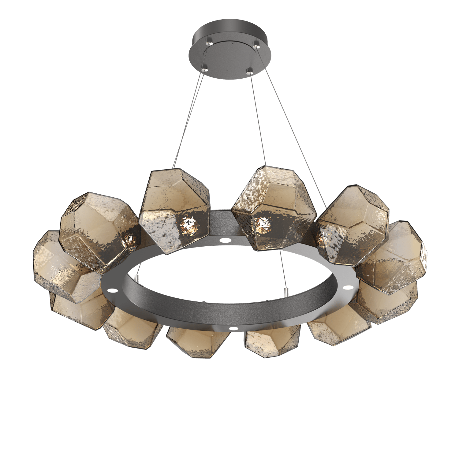 CHB0039-36-GP-B-Hammerton-Studio-Gem-36-inch-radial-ring-chandelier-with-graphite-finish-and-bronze-blown-glass-shades-and-LED-lamping