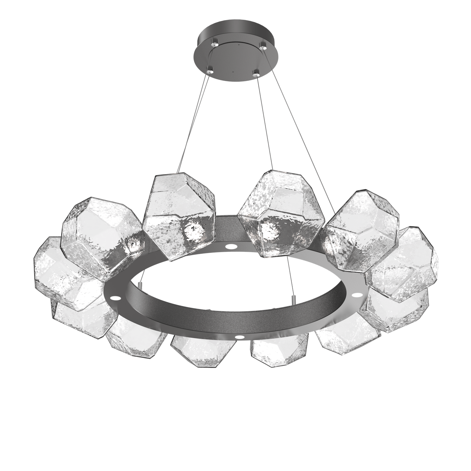 CHB0039-36-GP-C-Hammerton-Studio-Gem-36-inch-radial-ring-chandelier-with-graphite-finish-and-clear-blown-glass-shades-and-LED-lamping