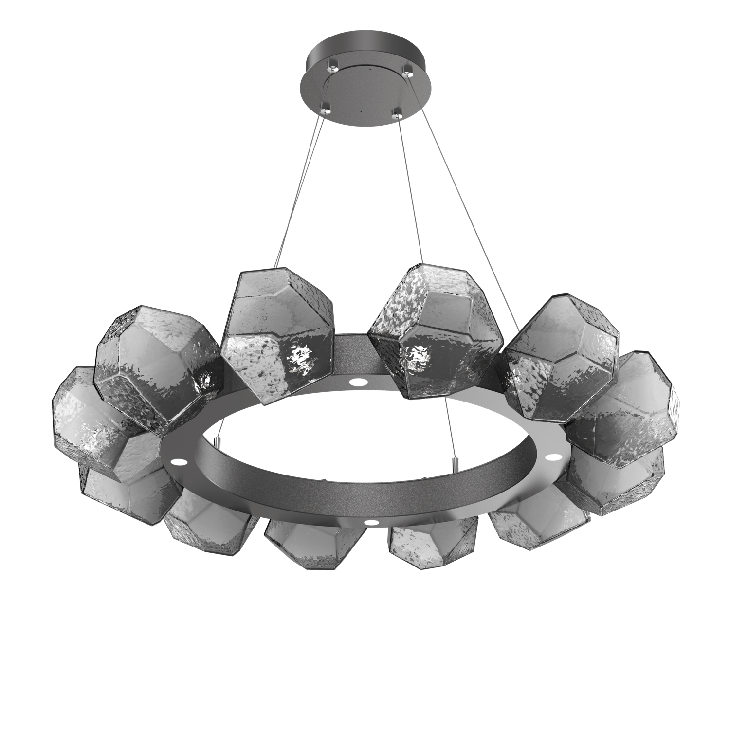 CHB0039-36-GP-S-Hammerton-Studio-Gem-36-inch-radial-ring-chandelier-with-graphite-finish-and-smoke-blown-glass-shades-and-LED-lamping