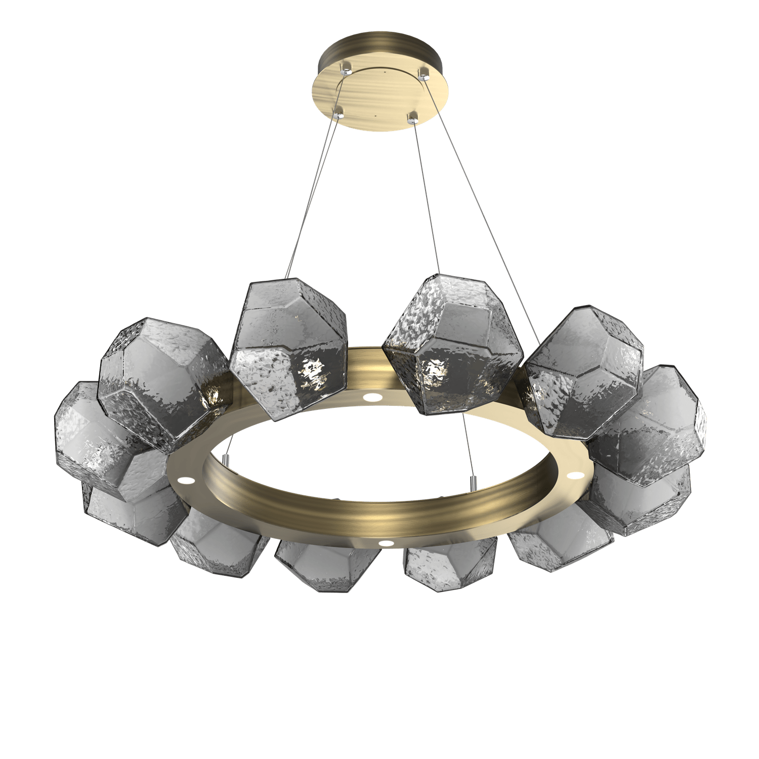 CHB0039-36-HB-S-Hammerton-Studio-Gem-36-inch-radial-ring-chandelier-with-heritage-brass-finish-and-smoke-blown-glass-shades-and-LED-lamping