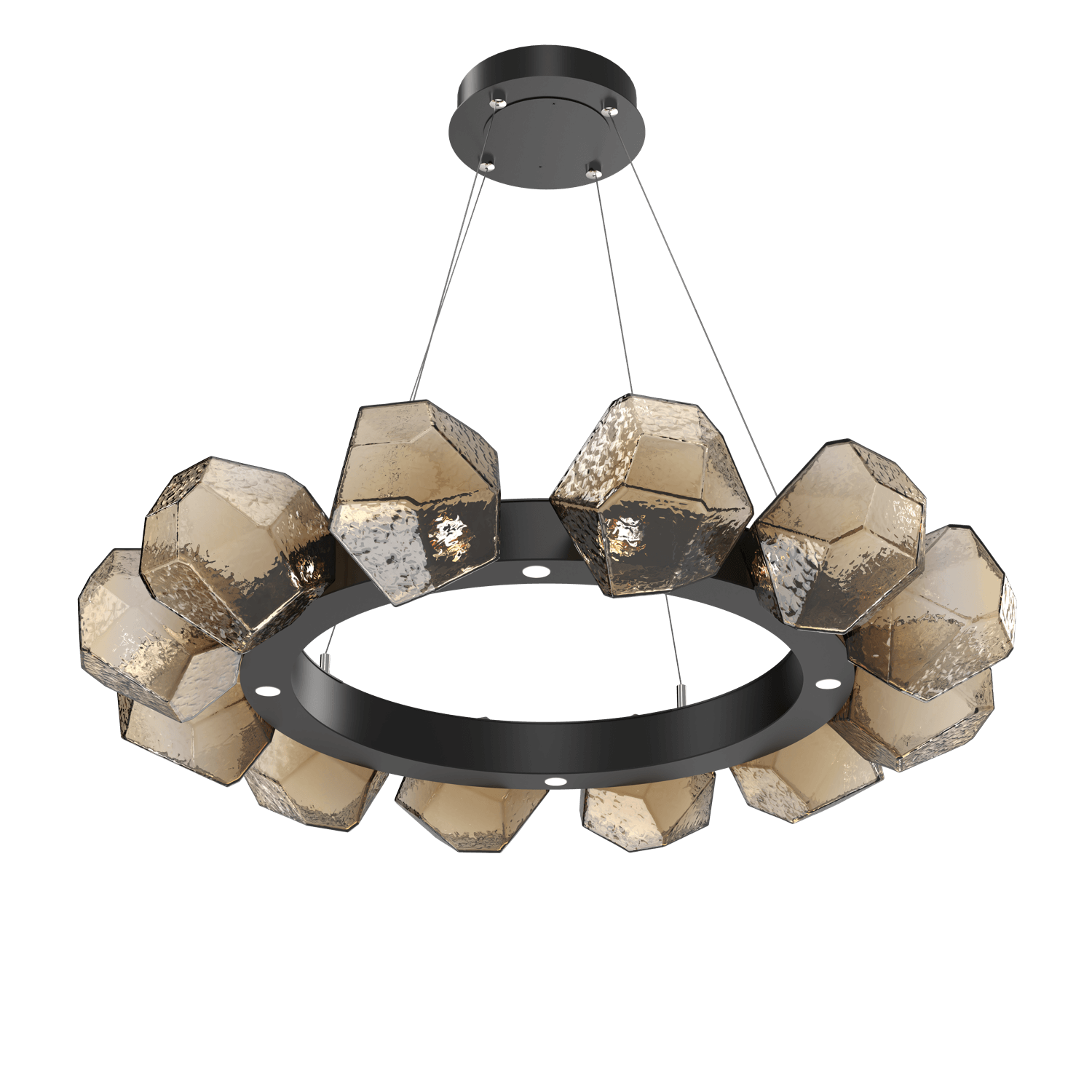 CHB0039-36-MB-B-Hammerton-Studio-Gem-36-inch-radial-ring-chandelier-with-matte-black-finish-and-bronze-blown-glass-shades-and-LED-lamping