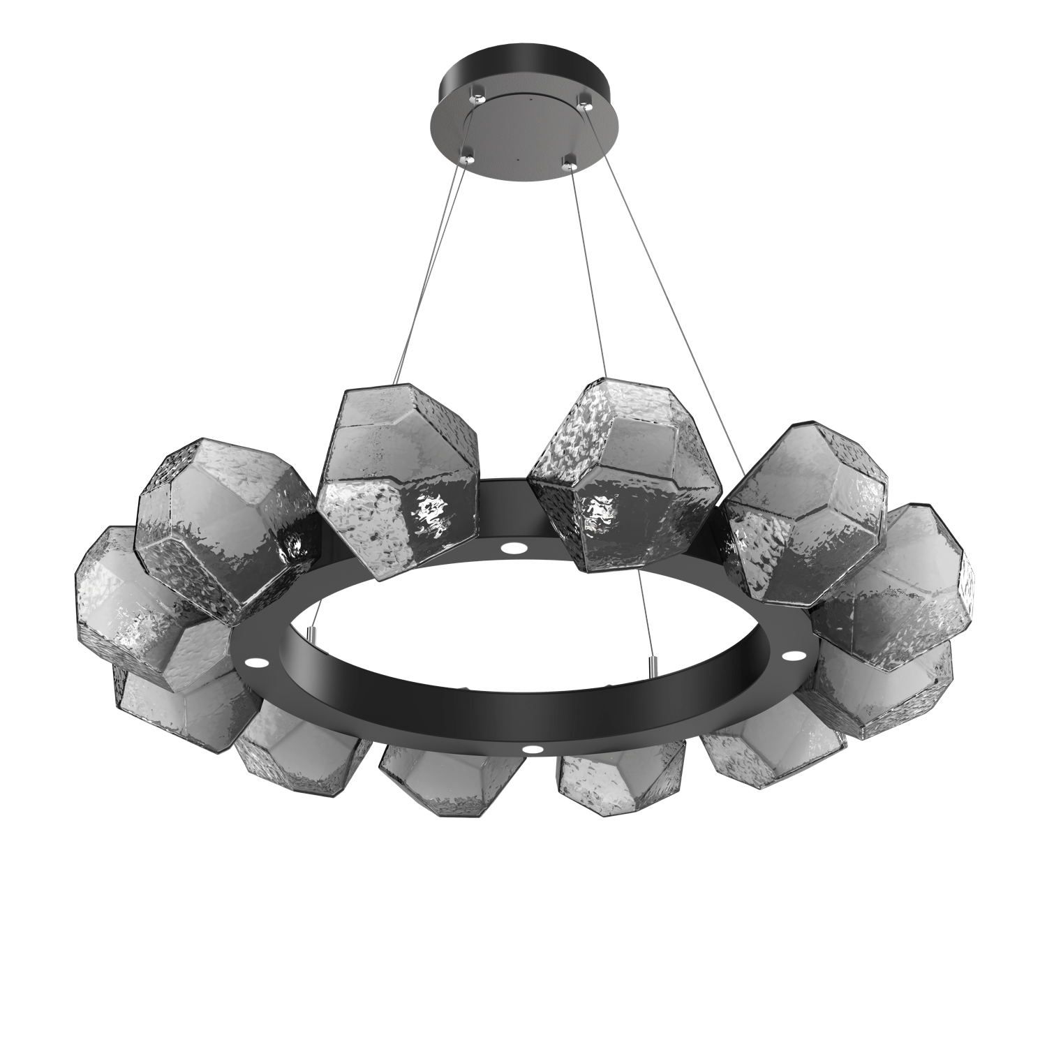 CHB0039-36-MB-S-Hammerton-Studio-Gem-36-inch-radial-ring-chandelier-with-matte-black-finish-and-smoke-blown-glass-shades-and-LED-lamping