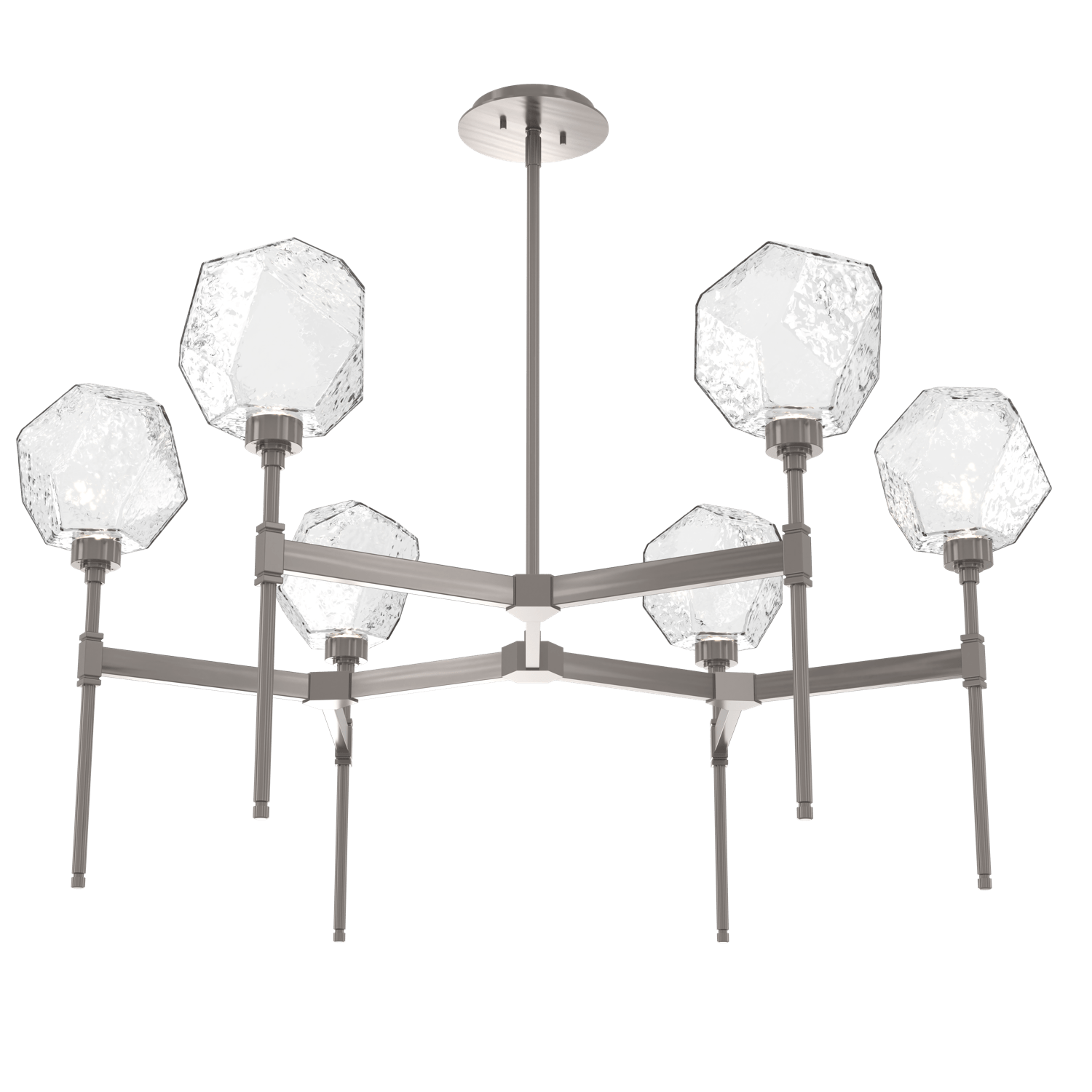CHB0039-39-GM-C-Hammerton-Studio-Gem-round-belvedere-chandelier-with-gunmetal-finish-and-clear-blown-glass-shades-and-LED-lamping