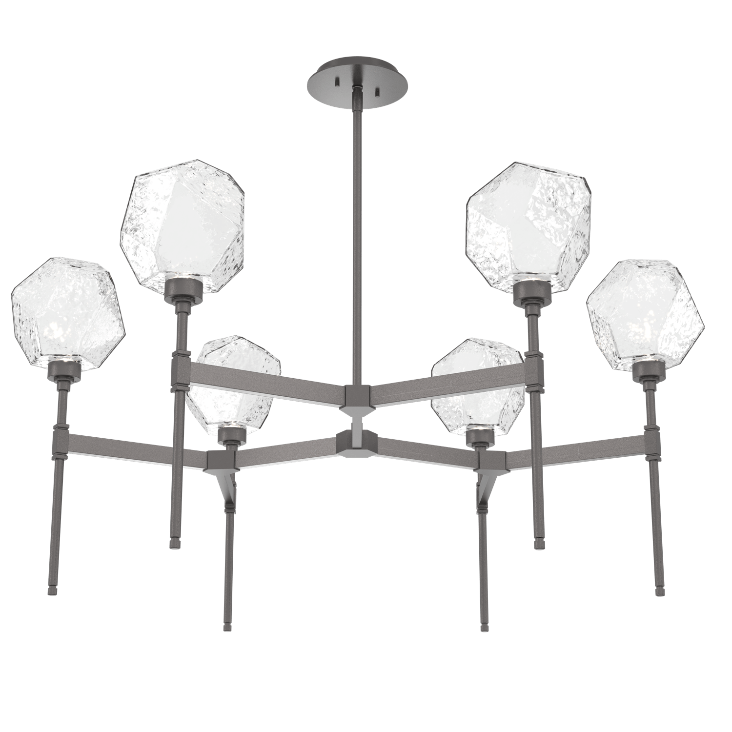 CHB0039-39-GP-C-Hammerton-Studio-Gem-round-belvedere-chandelier-with-graphite-finish-and-clear-blown-glass-shades-and-LED-lamping