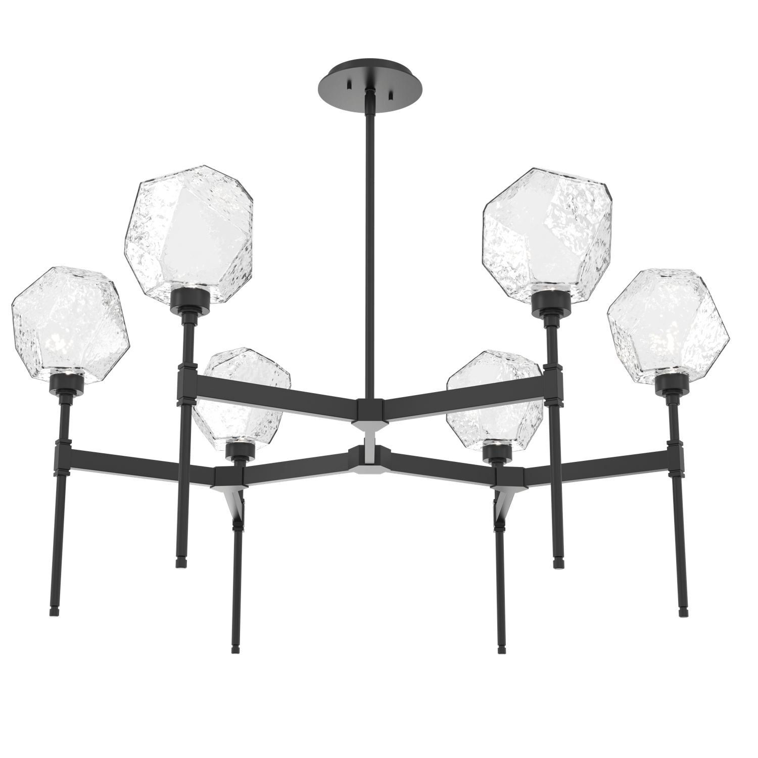CHB0039-39-MB-C-Hammerton-Studio-Gem-round-belvedere-chandelier-with-matte-black-finish-and-clear-blown-glass-shades-and-LED-lamping