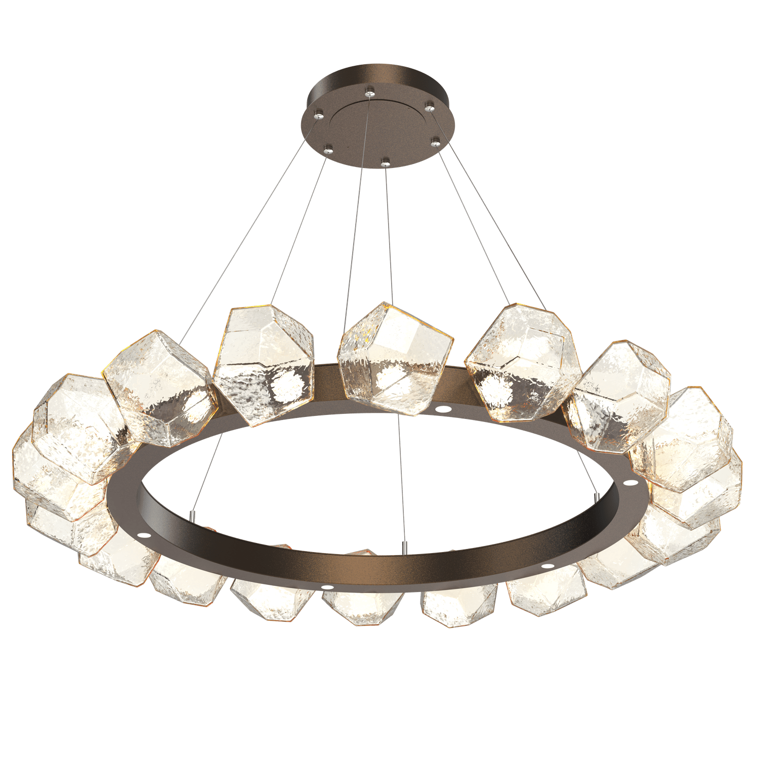 CHB0039-48-FB-A-Hammerton-Studio-Gem-48-inch-radial-ring-chandelier-with-flat-bronze-finish-and-amber-blown-glass-shades-and-LED-lamping