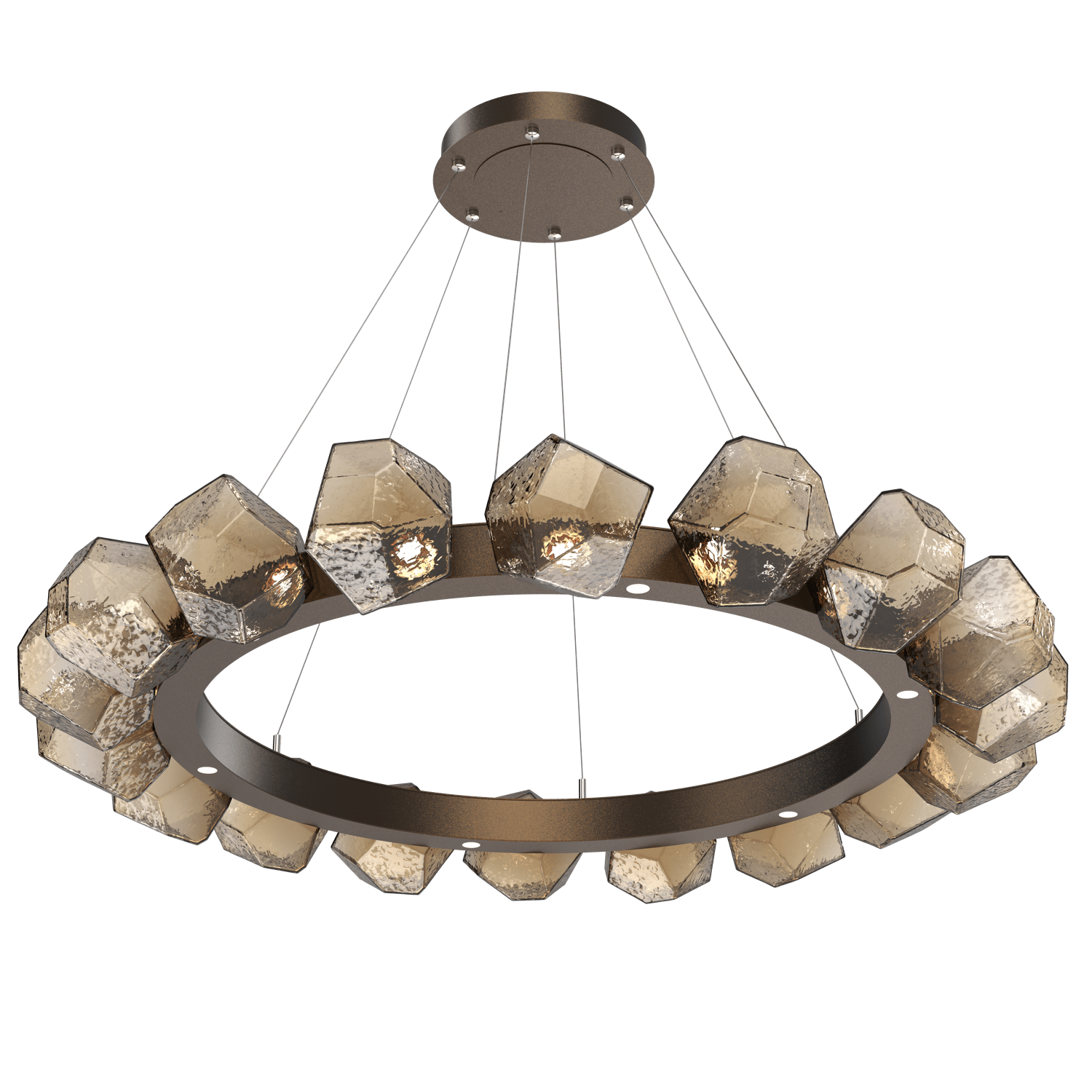 CHB0039-48-FB-B-Hammerton-Studio-Gem-48-inch-radial-ring-chandelier-with-flat-bronze-finish-and-bronze-blown-glass-shades-and-LED-lamping