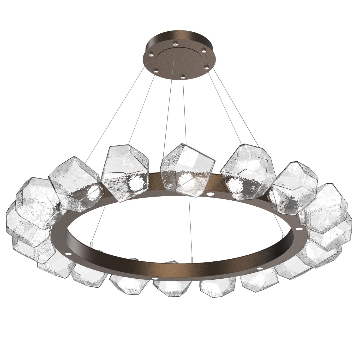 CHB0039-48-FB-C-Hammerton-Studio-Gem-48-inch-radial-ring-chandelier-with-flat-bronze-finish-and-clear-blown-glass-shades-and-LED-lamping