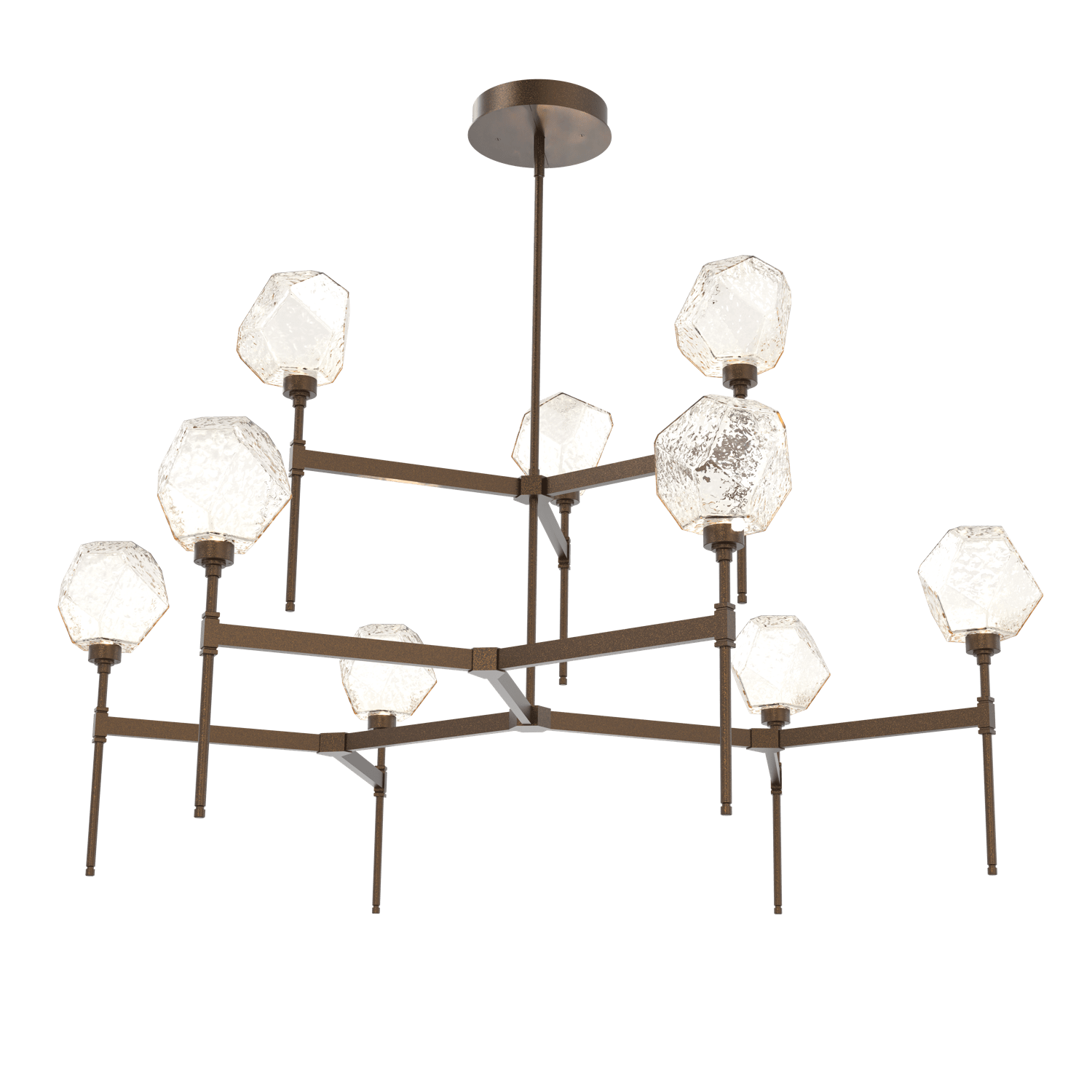 CHB0039-55-FB-A-Hammerton-Studio-Gem-round-two-tier-belvedere-chandelier-with-flat-bronze-finish-and-amber-blown-glass-shades-and-LED-lamping