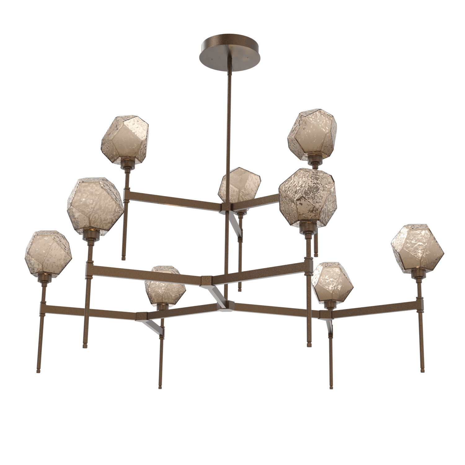 CHB0039-55-FB-B-Hammerton-Studio-Gem-round-two-tier-belvedere-chandelier-with-flat-bronze-finish-and-bronze-blown-glass-shades-and-LED-lamping