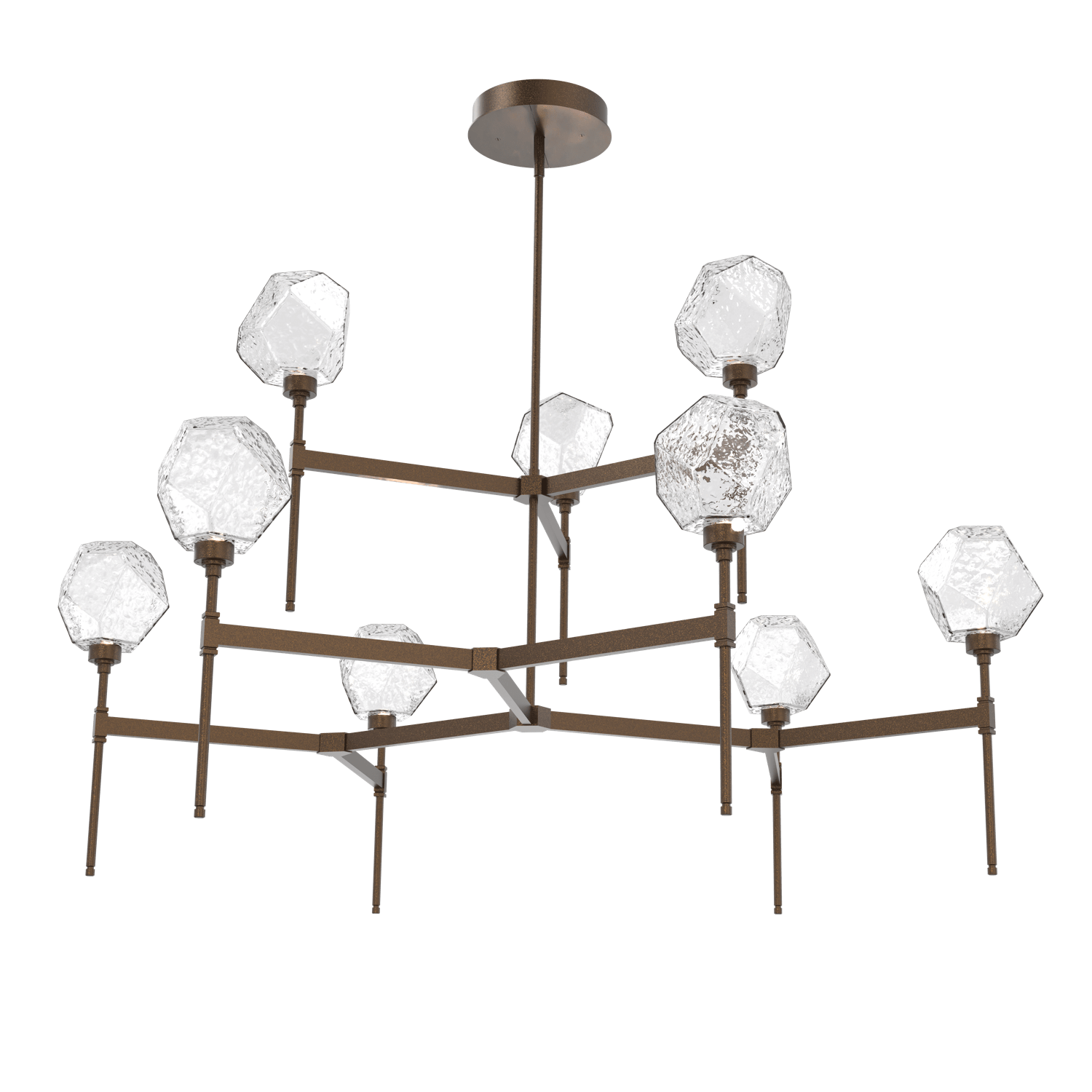 CHB0039-55-FB-C-Hammerton-Studio-Gem-round-two-tier-belvedere-chandelier-with-flat-bronze-finish-and-clear-blown-glass-shades-and-LED-lamping