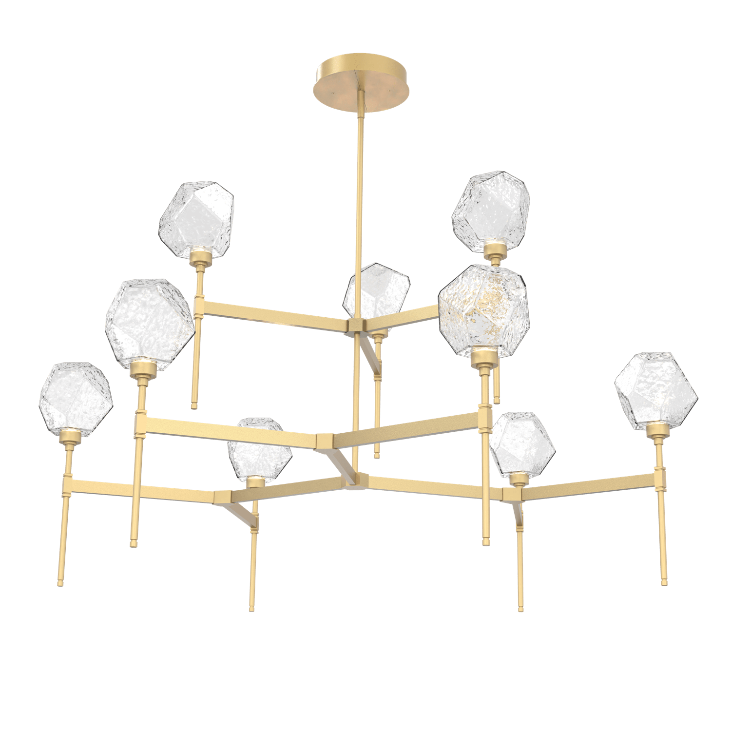 CHB0039-55-GB-C-Hammerton-Studio-Gem-round-two-tier-belvedere-chandelier-with-gilded-brass-finish-and-clear-blown-glass-shades-and-LED-lamping