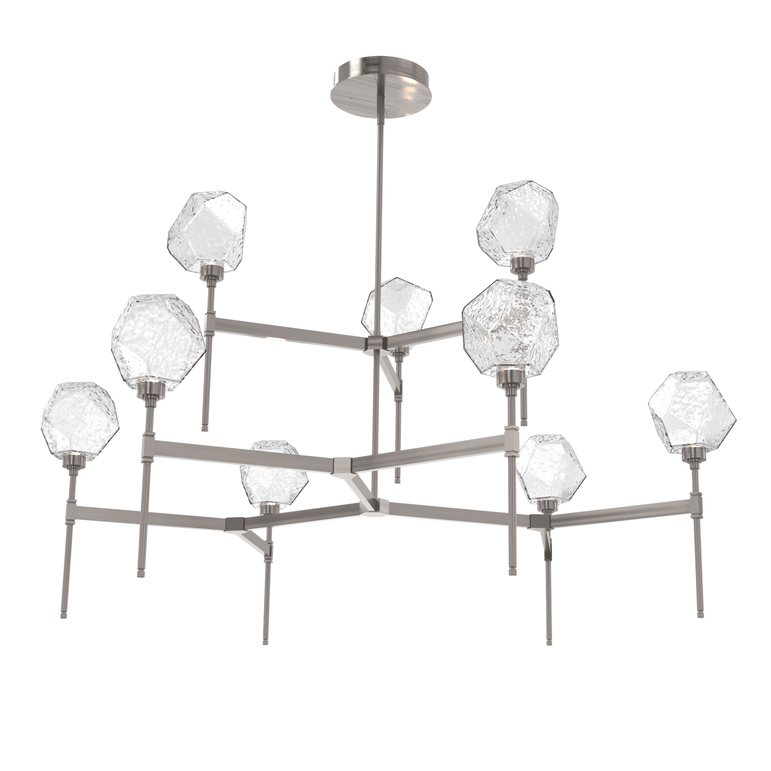 CHB0039-55-GM-C-Hammerton-Studio-Gem-round-two-tier-belvedere-chandelier-with-gunmetal-finish-and-clear-blown-glass-shades-and-LED-lamping