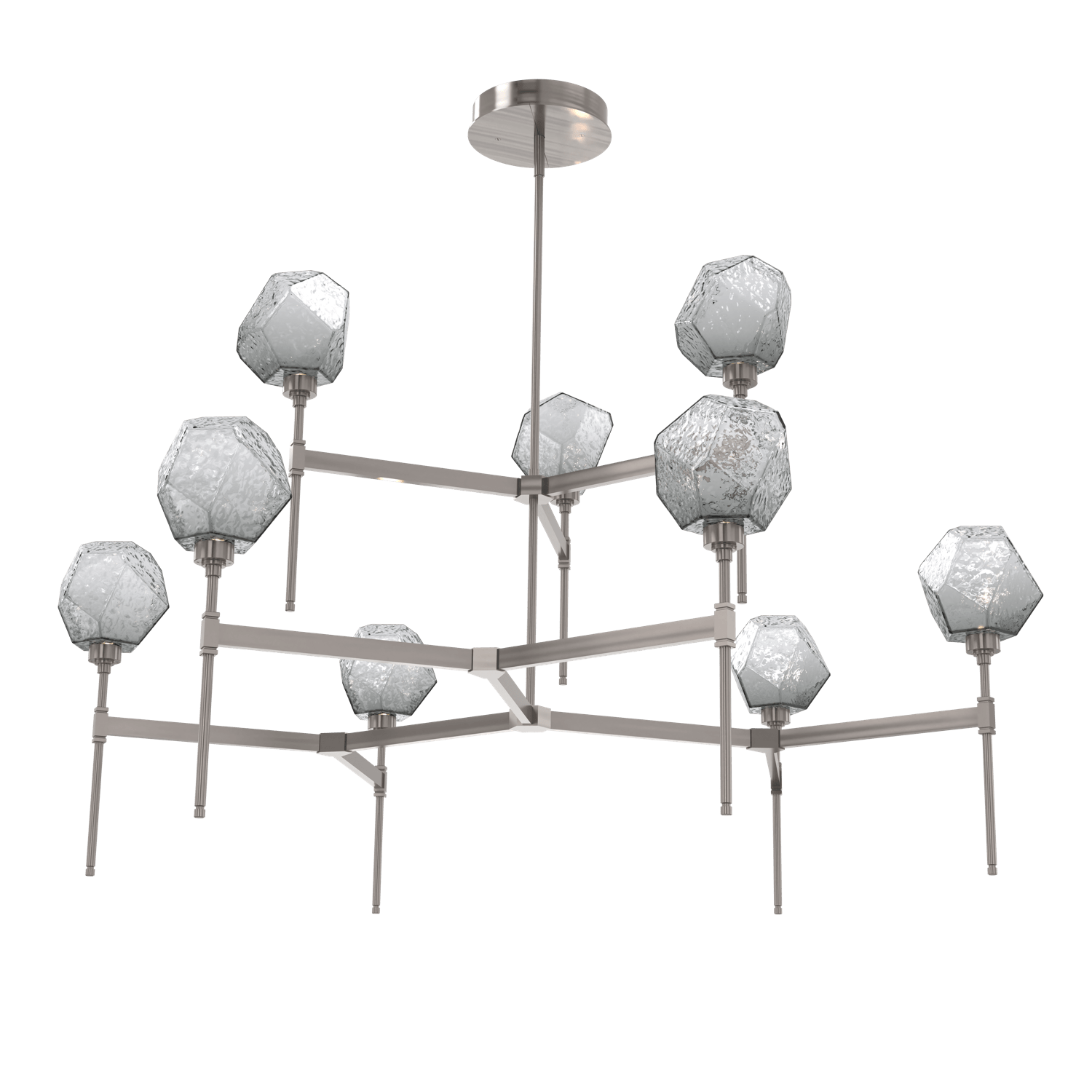CHB0039-55-GM-S-Hammerton-Studio-Gem-round-two-tier-belvedere-chandelier-with-gunmetal-finish-and-smoke-blown-glass-shades-and-LED-lamping