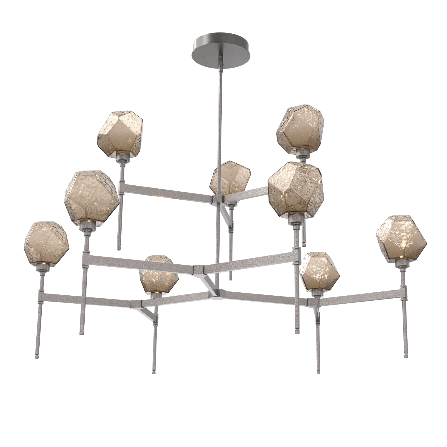 CHB0039-55-GP-B-Hammerton-Studio-Gem-round-two-tier-belvedere-chandelier-with-graphite-finish-and-bronze-blown-glass-shades-and-LED-lamping