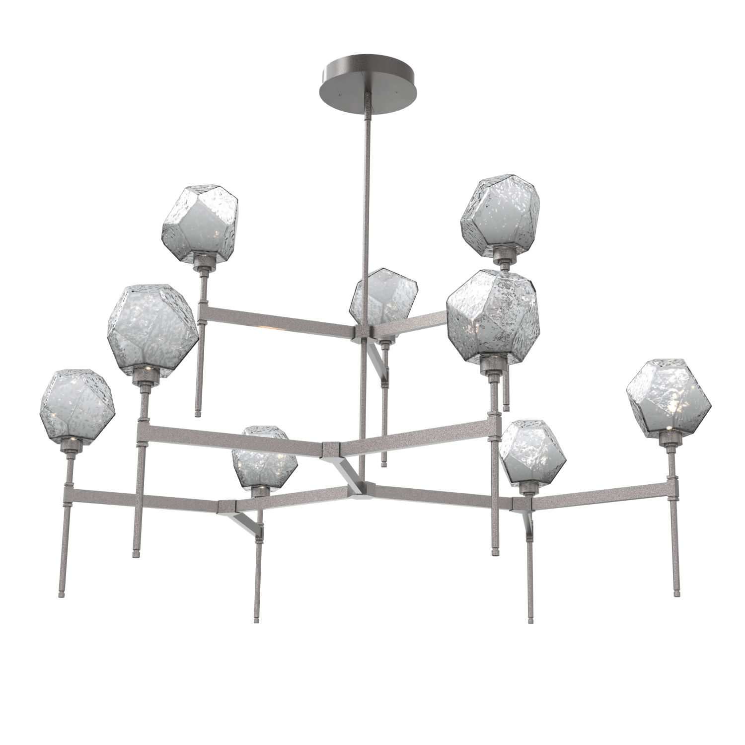 CHB0039-55-GP-S-Hammerton-Studio-Gem-round-two-tier-belvedere-chandelier-with-graphite-finish-and-smoke-blown-glass-shades-and-LED-lamping