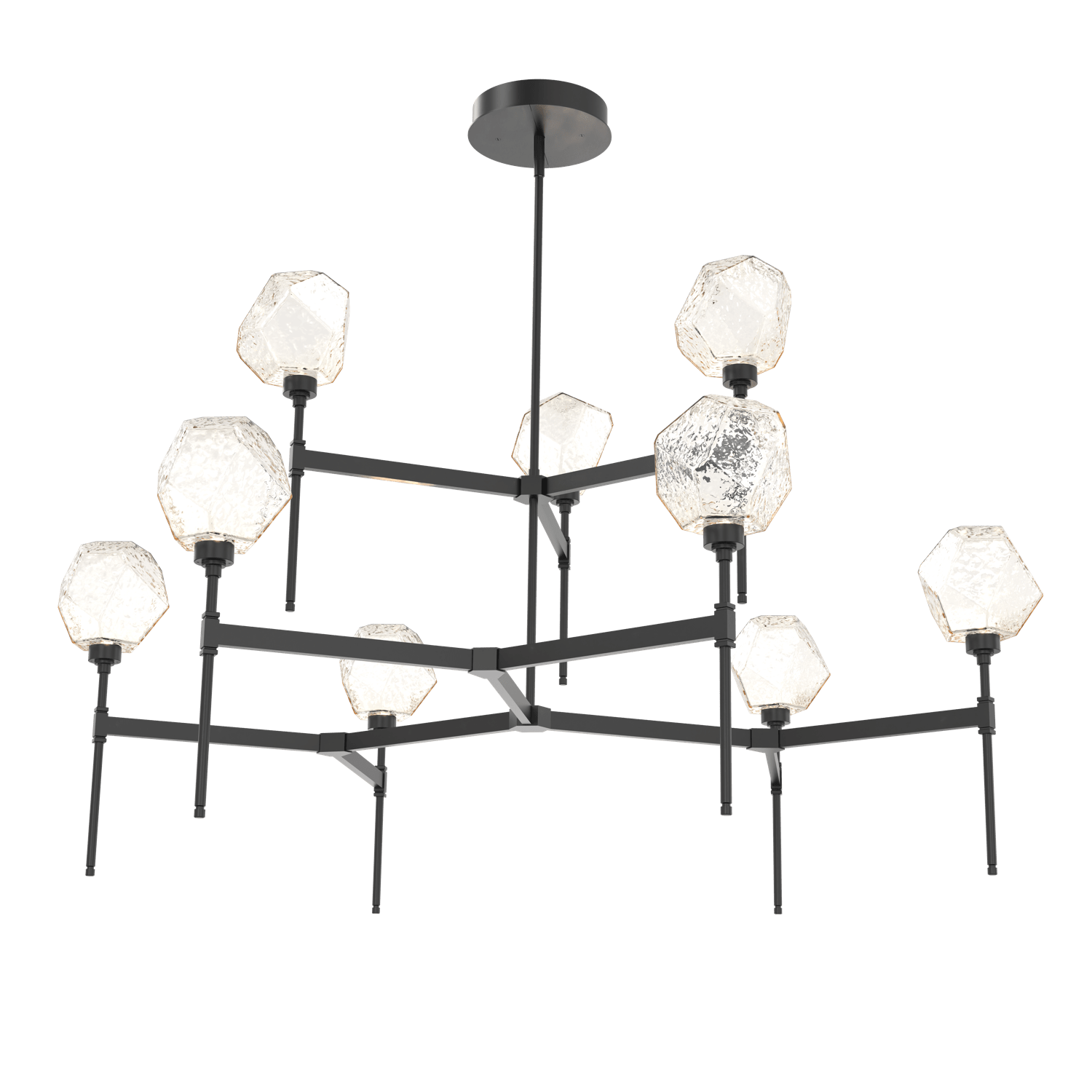 CHB0039-55-MB-A-Hammerton-Studio-Gem-round-two-tier-belvedere-chandelier-with-matte-black-finish-and-amber-blown-glass-shades-and-LED-lamping