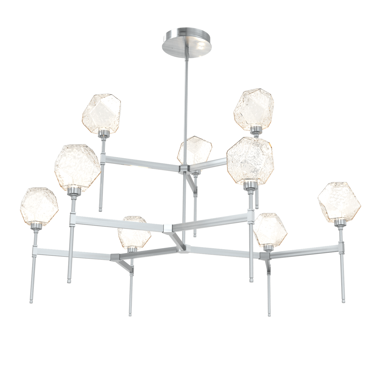 CHB0039-55-SN-A-Hammerton-Studio-Gem-round-two-tier-belvedere-chandelier-with-satin-nickel-finish-and-amber-blown-glass-shades-and-LED-lamping