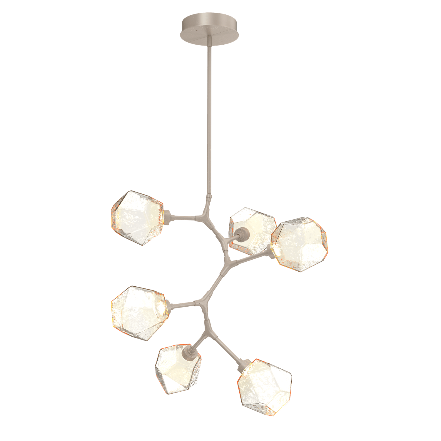 CHB0039-VA-BS-A-Hammerton-Studio-Gem-6-light-modern-vine-chandelier-with-metallic-beige-silver-finish-and-amber-blown-glass-shades-and-LED-lamping