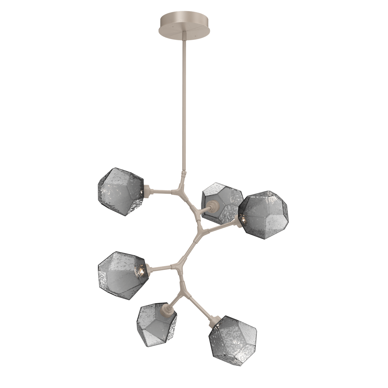 CHB0039-VA-BS-S-Hammerton-Studio-Gem-6-light-modern-vine-chandelier-with-metallic-beige-silver-finish-and-smoke-blown-glass-shades-and-LED-lamping