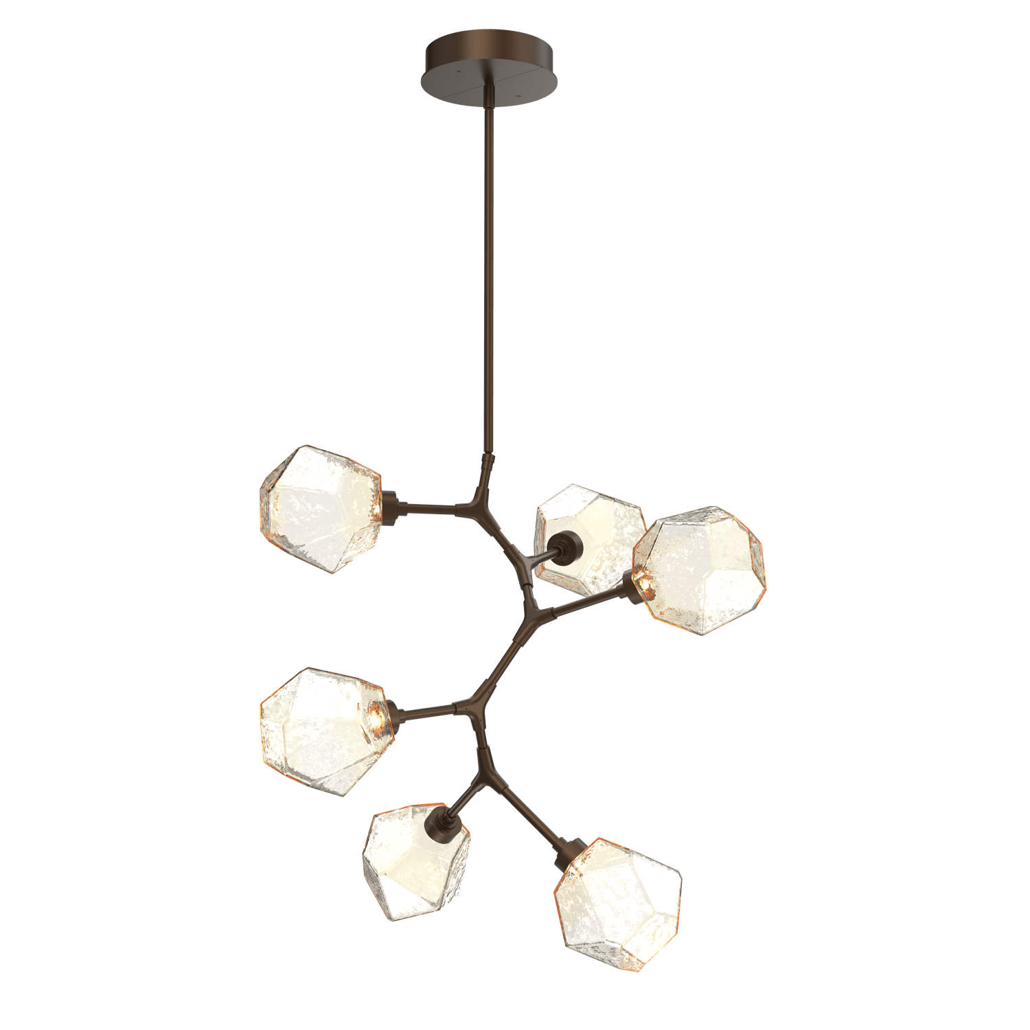 CHB0039-VA-FB-A-Hammerton-Studio-Gem-6-light-modern-vine-chandelier-with-flat-bronze-finish-and-amber-blown-glass-shades-and-LED-lamping