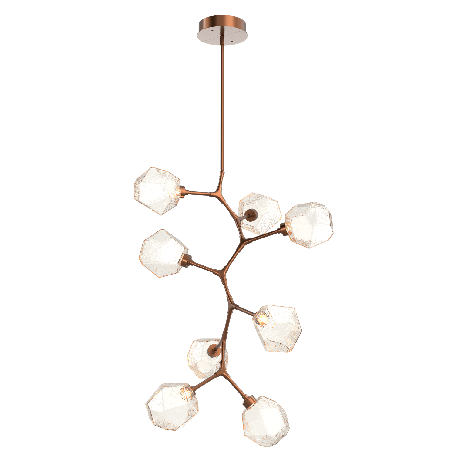 CHB0039-VB-BB-A-Hammerton-Studio-Gem-8-light-modern-vine-chandelier-with-burnished-bronze-finish-and-amber-blown-glass-shades-and-LED-lamping