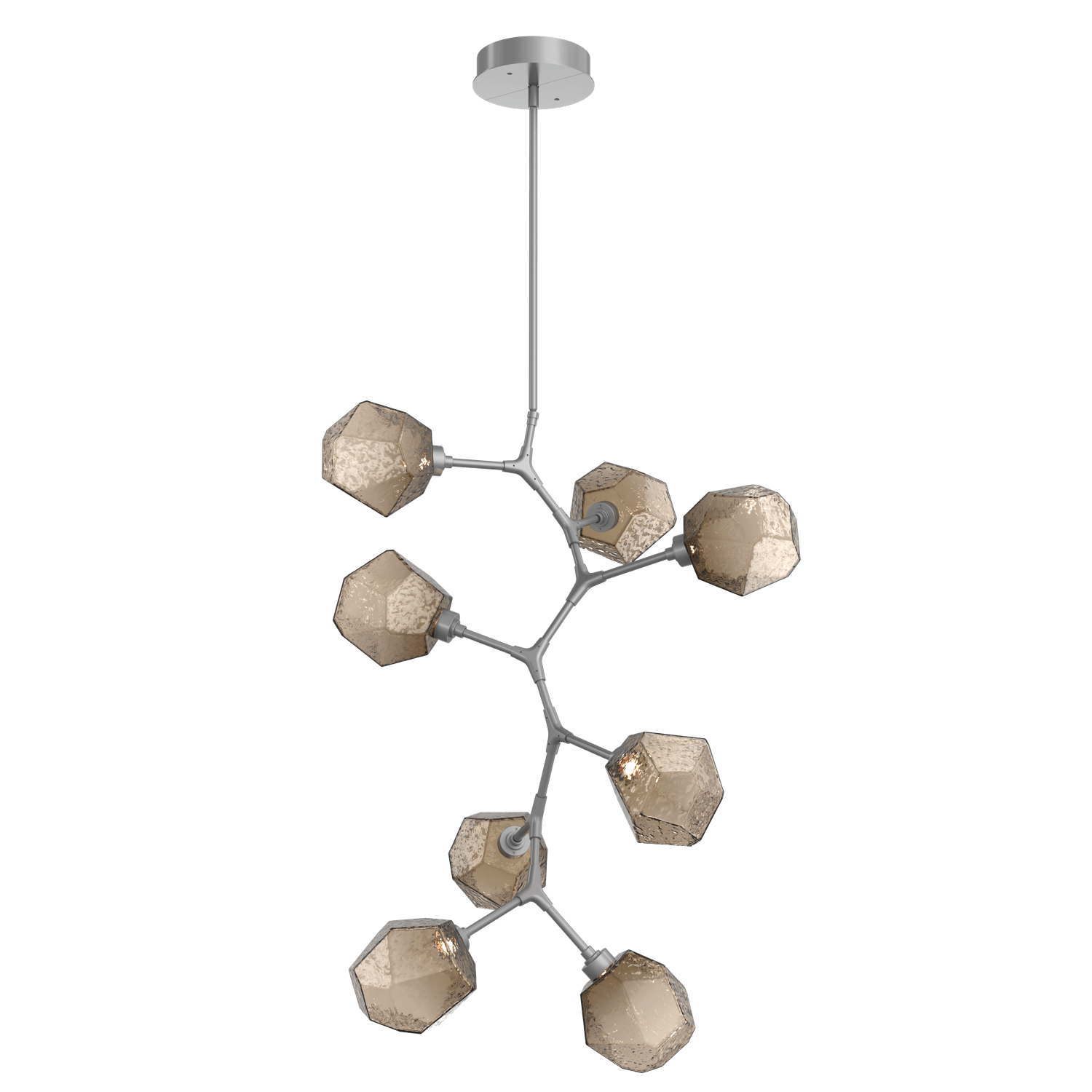 CHB0039-VB-CS-B-Hammerton-Studio-Gem-8-light-modern-vine-chandelier-with-classic-silver-finish-and-bronze-blown-glass-shades-and-LED-lamping