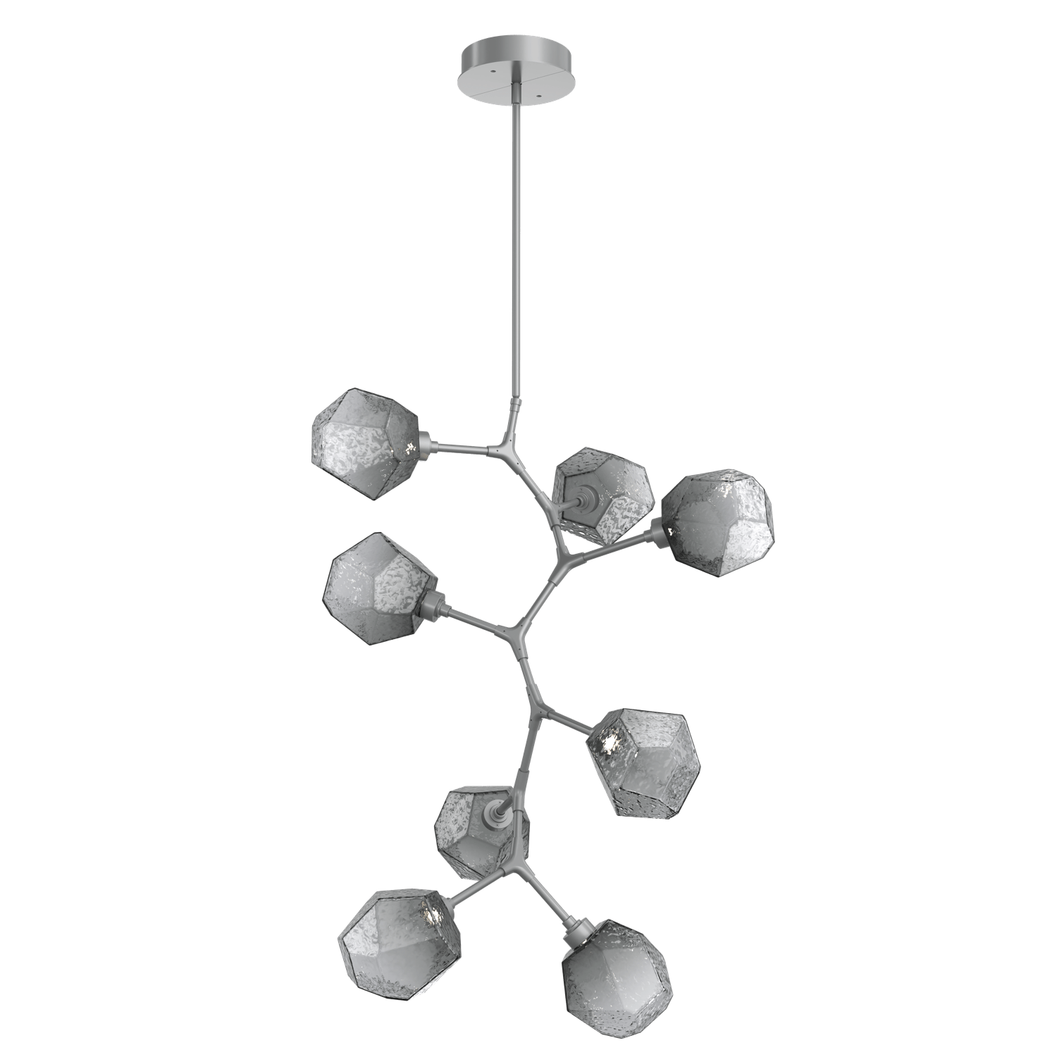 CHB0039-VB-CS-S-Hammerton-Studio-Gem-8-light-modern-vine-chandelier-with-classic-silver-finish-and-smoke-blown-glass-shades-and-LED-lamping