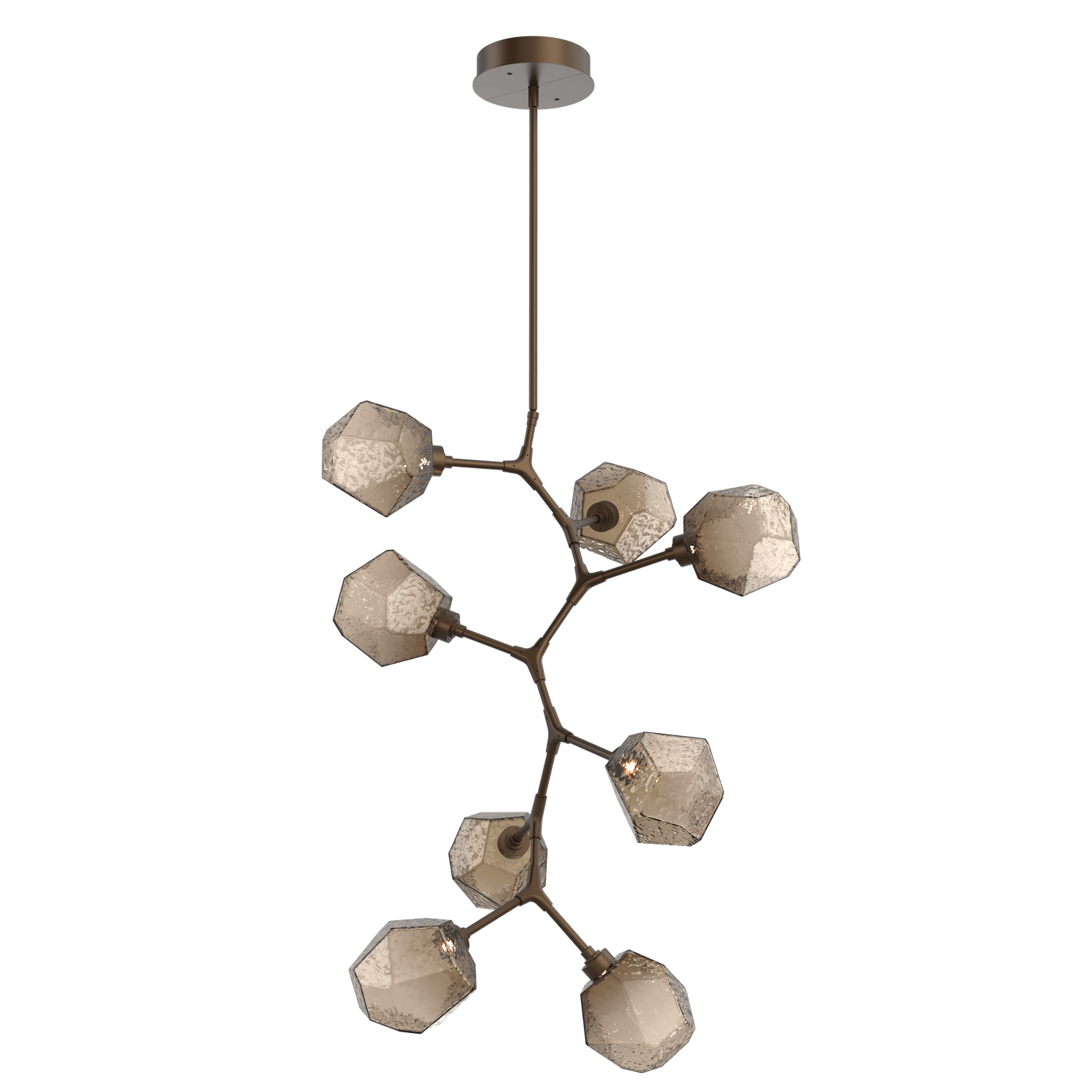 CHB0039-VB-FB-B-Hammerton-Studio-Gem-8-light-modern-vine-chandelier-with-flat-bronze-finish-and-bronze-blown-glass-shades-and-LED-lamping