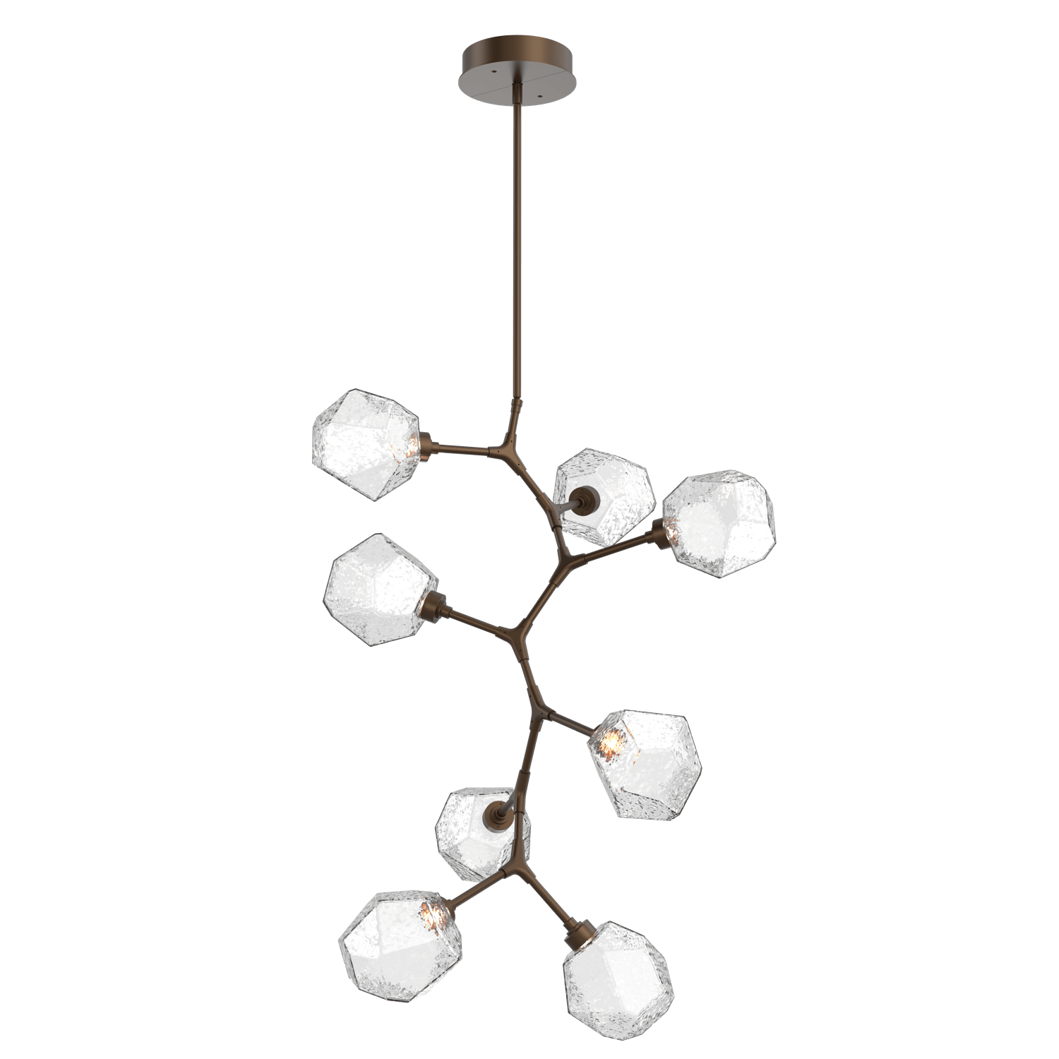 CHB0039-VB-FB-C-Hammerton-Studio-Gem-8-light-modern-vine-chandelier-with-flat-bronze-finish-and-clear-blown-glass-shades-and-LED-lamping