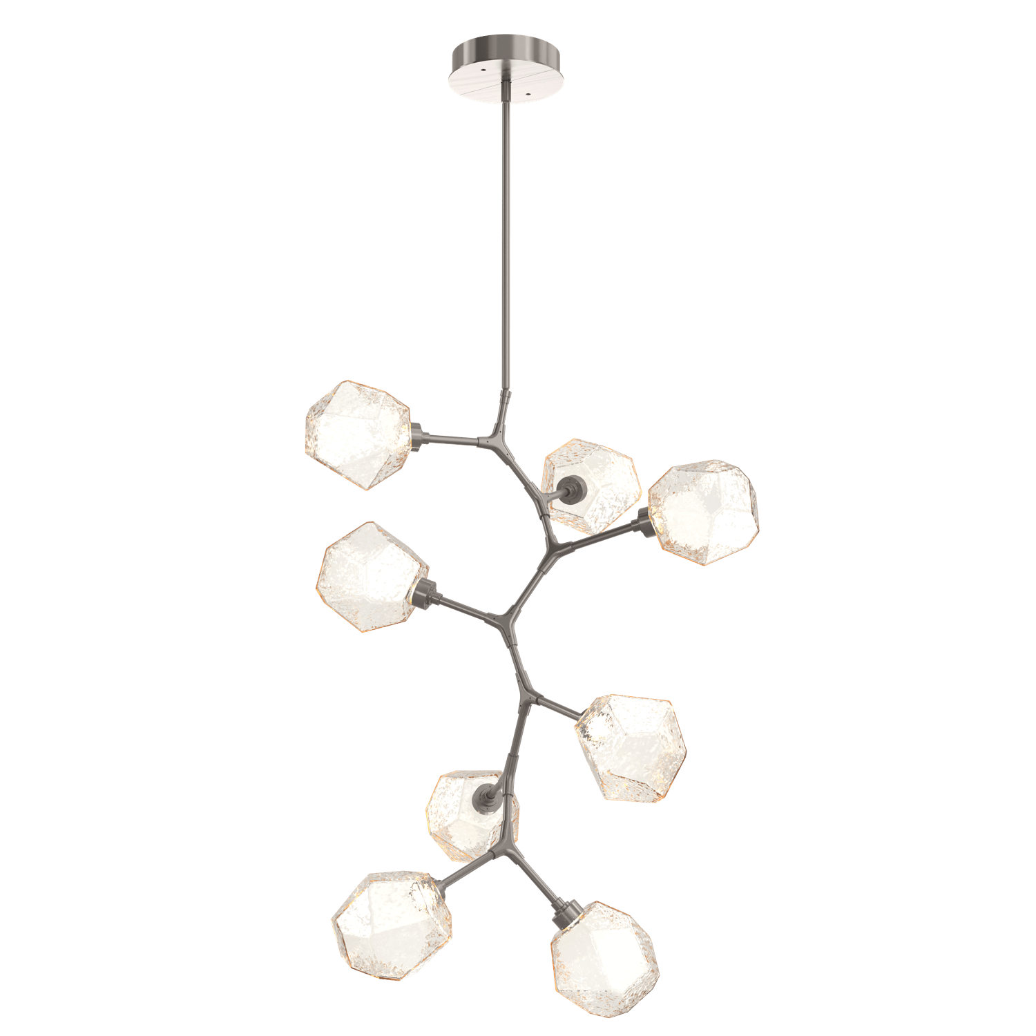 CHB0039-VB-GM-A-Hammerton-Studio-Gem-8-light-modern-vine-chandelier-with-gunmetal-finish-and-amber-blown-glass-shades-and-LED-lamping