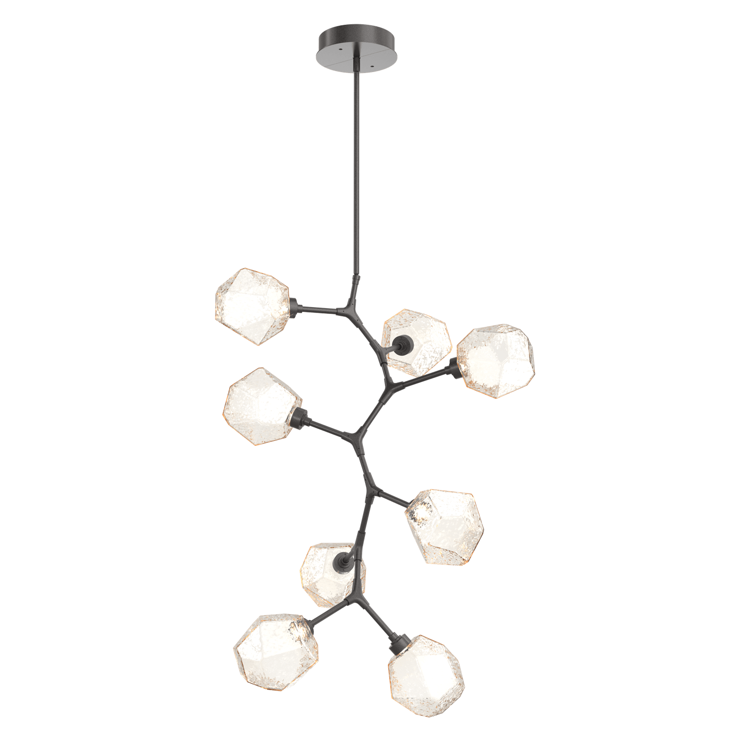 CHB0039-VB-GP-A-Hammerton-Studio-Gem-8-light-modern-vine-chandelier-with-graphite-finish-and-amber-blown-glass-shades-and-LED-lamping