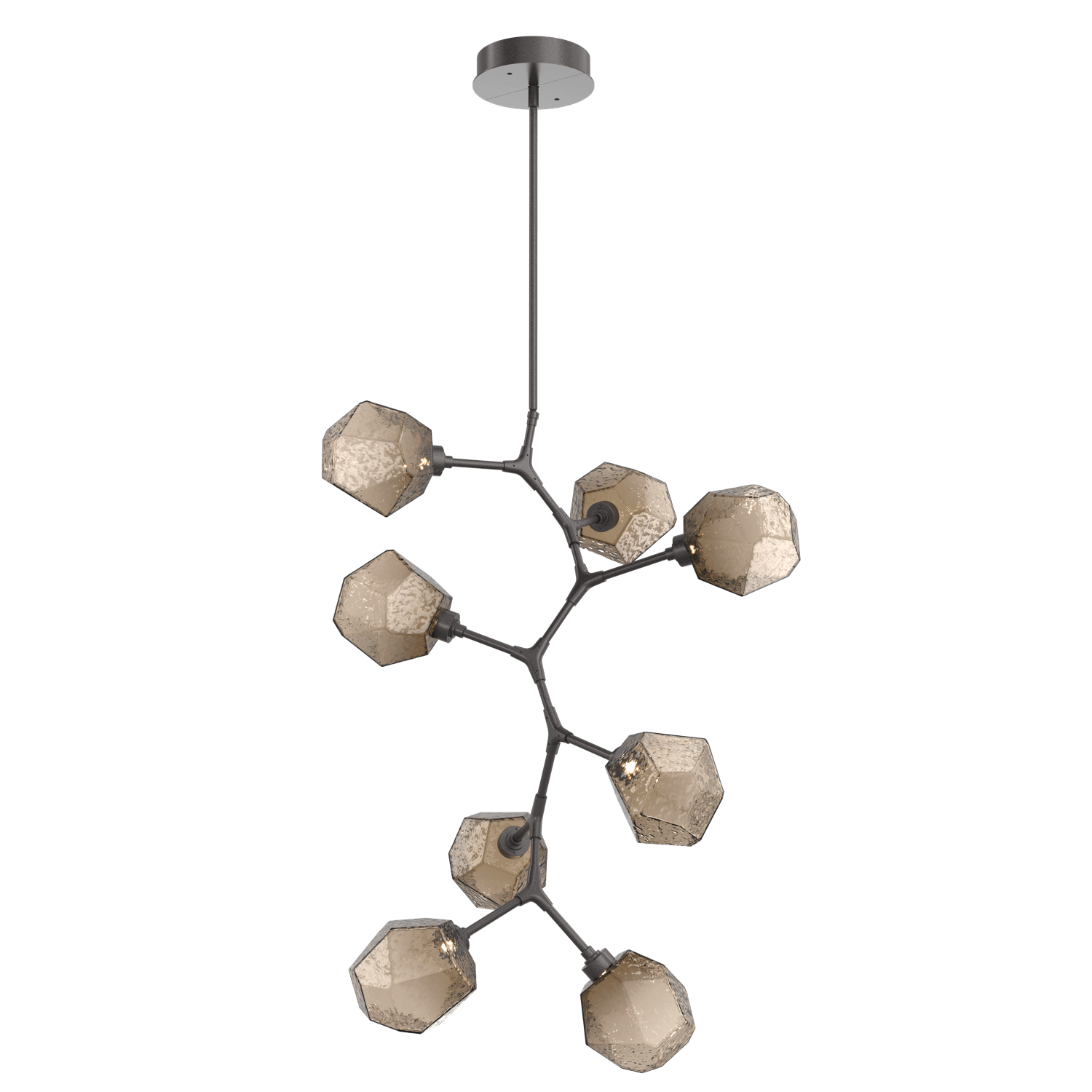 CHB0039-VB-GP-B-Hammerton-Studio-Gem-8-light-modern-vine-chandelier-with-graphite-finish-and-bronze-blown-glass-shades-and-LED-lamping