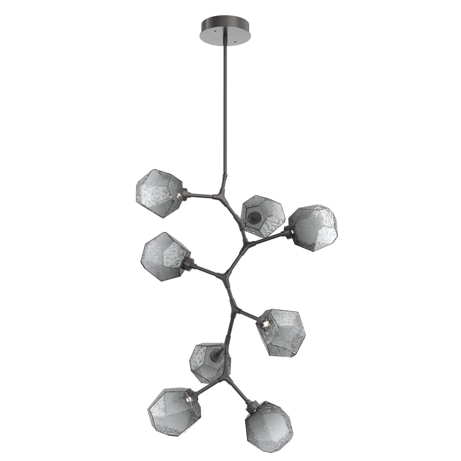 CHB0039-VB-GP-S-Hammerton-Studio-Gem-8-light-modern-vine-chandelier-with-graphite-finish-and-smoke-blown-glass-shades-and-LED-lamping