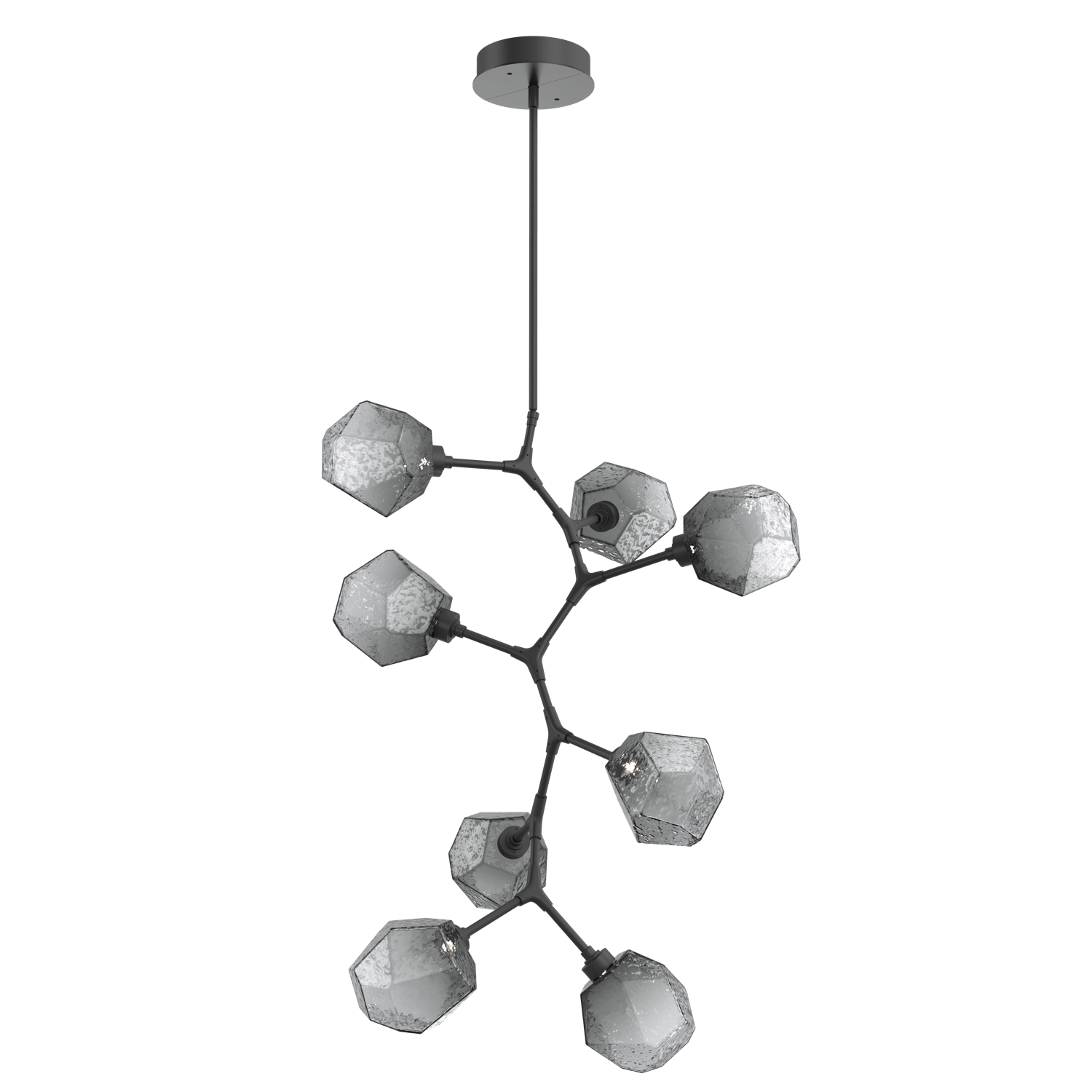 CHB0039-VB-MB-S-Hammerton-Studio-Gem-8-light-modern-vine-chandelier-with-matte-black-finish-and-smoke-blown-glass-shades-and-LED-lamping