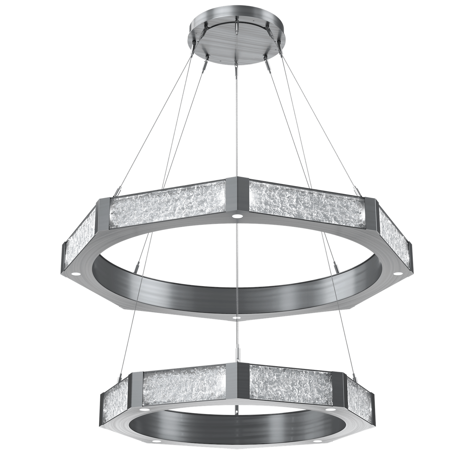 CHB0061-2B-GM-GC-Hammerton-Studio-Glacier-48-inch-two-tier-ring-chandelier-with-gunmetal-finish-and-clear-blown-glass-with-geo-clear-cast-glass-diffusers-and-LED-lamping