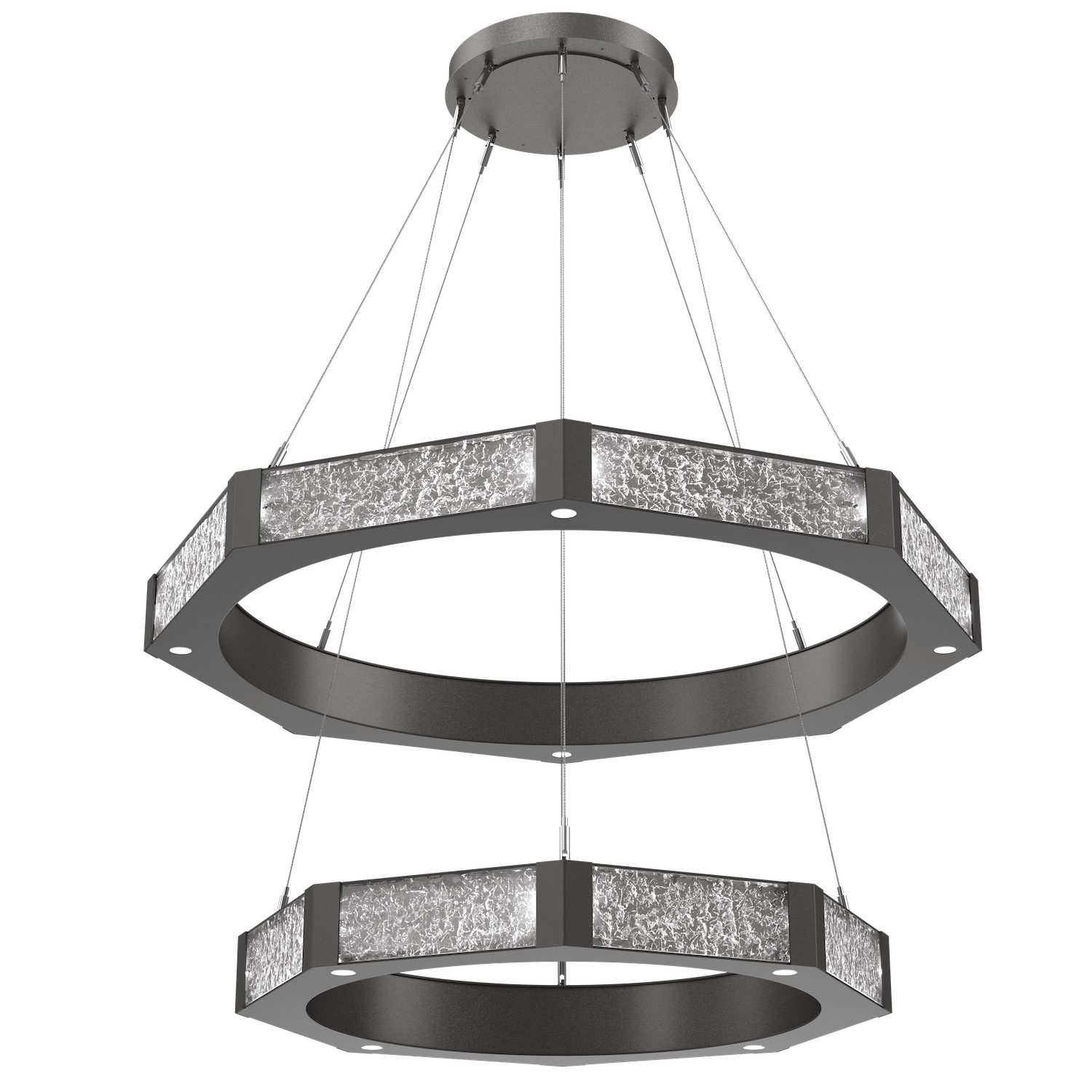 CHB0061-2B-GP-GC-Hammerton-Studio-Glacier-48-inch-two-tier-ring-chandelier-with-graphite-finish-and-clear-blown-glass-with-geo-clear-cast-glass-diffusers-and-LED-lamping